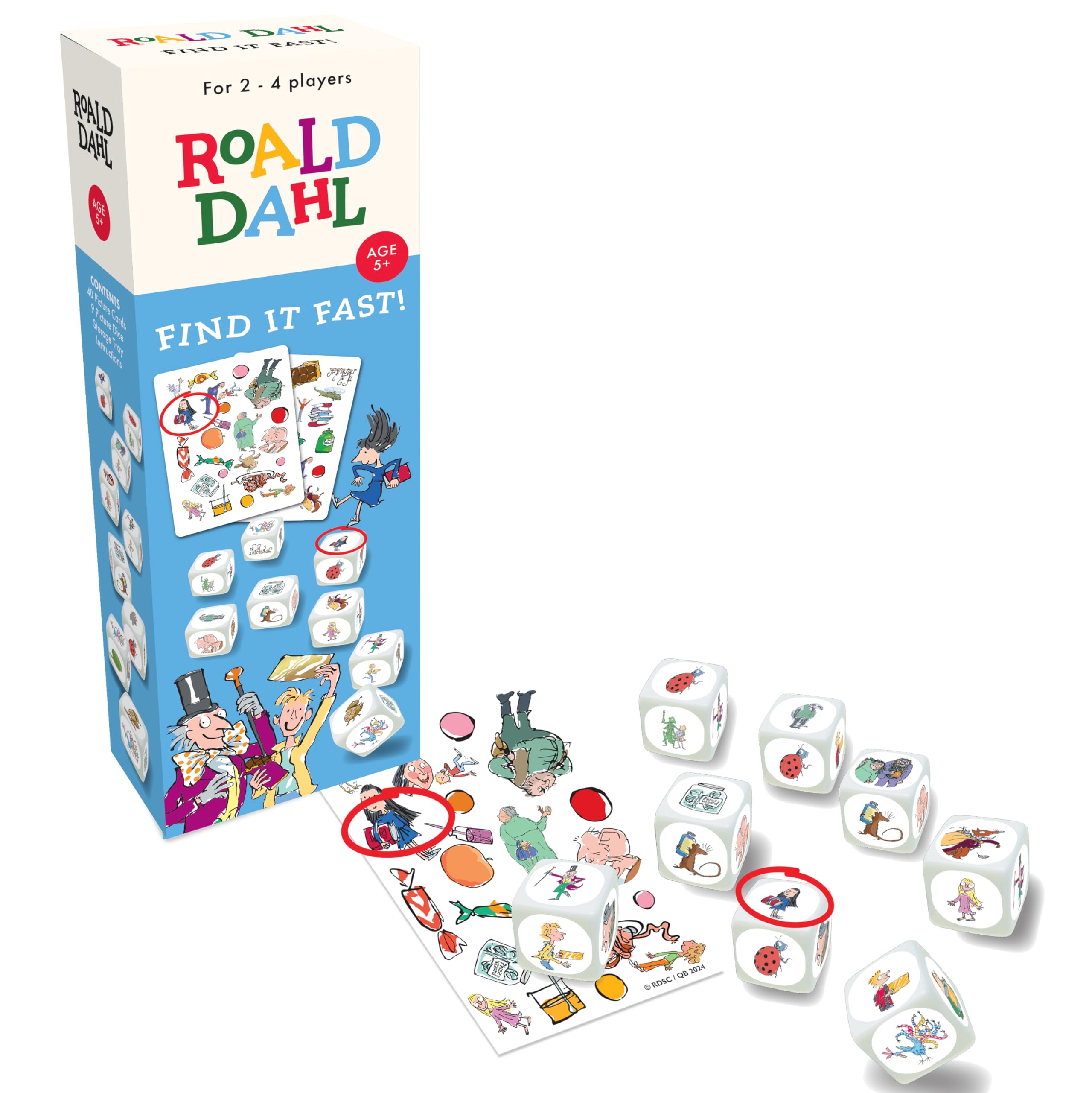 Roald Dahl Find It Fast Card Game, Ages 5+, 2-4 Players, Family Dice Game,