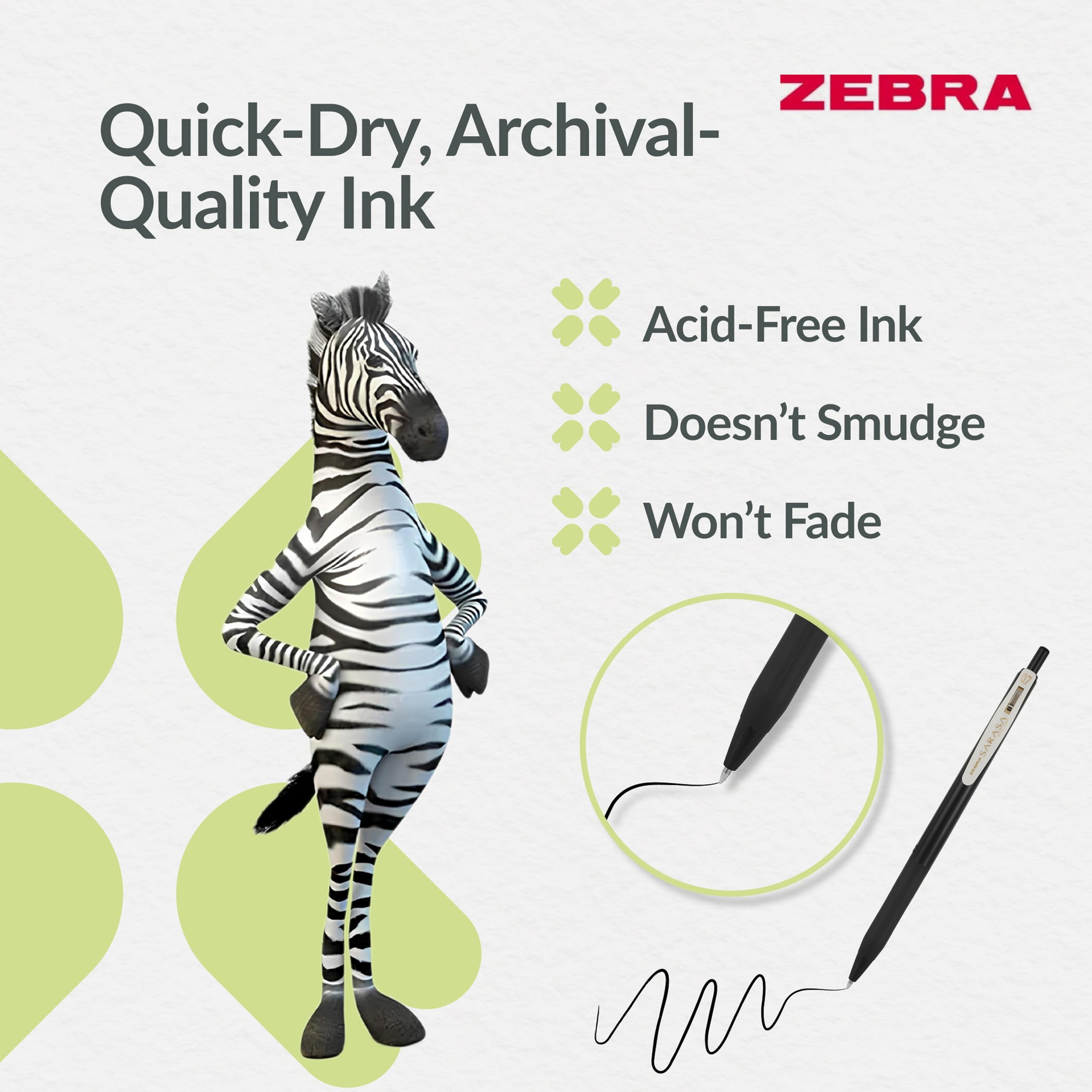 Zebra Pen SARASA CLIP Gel Pen - 0.7mm Medium Point, Vintage Black Ink, Retractable, 2 Pack 3
