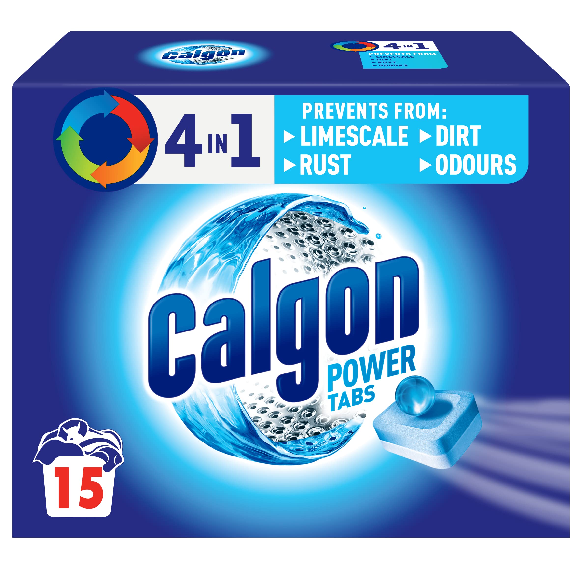 Calgon 4-in-1 Washing Machine Cleaner and Water Softener Tablets - Lemon Scent, 15 Count 1