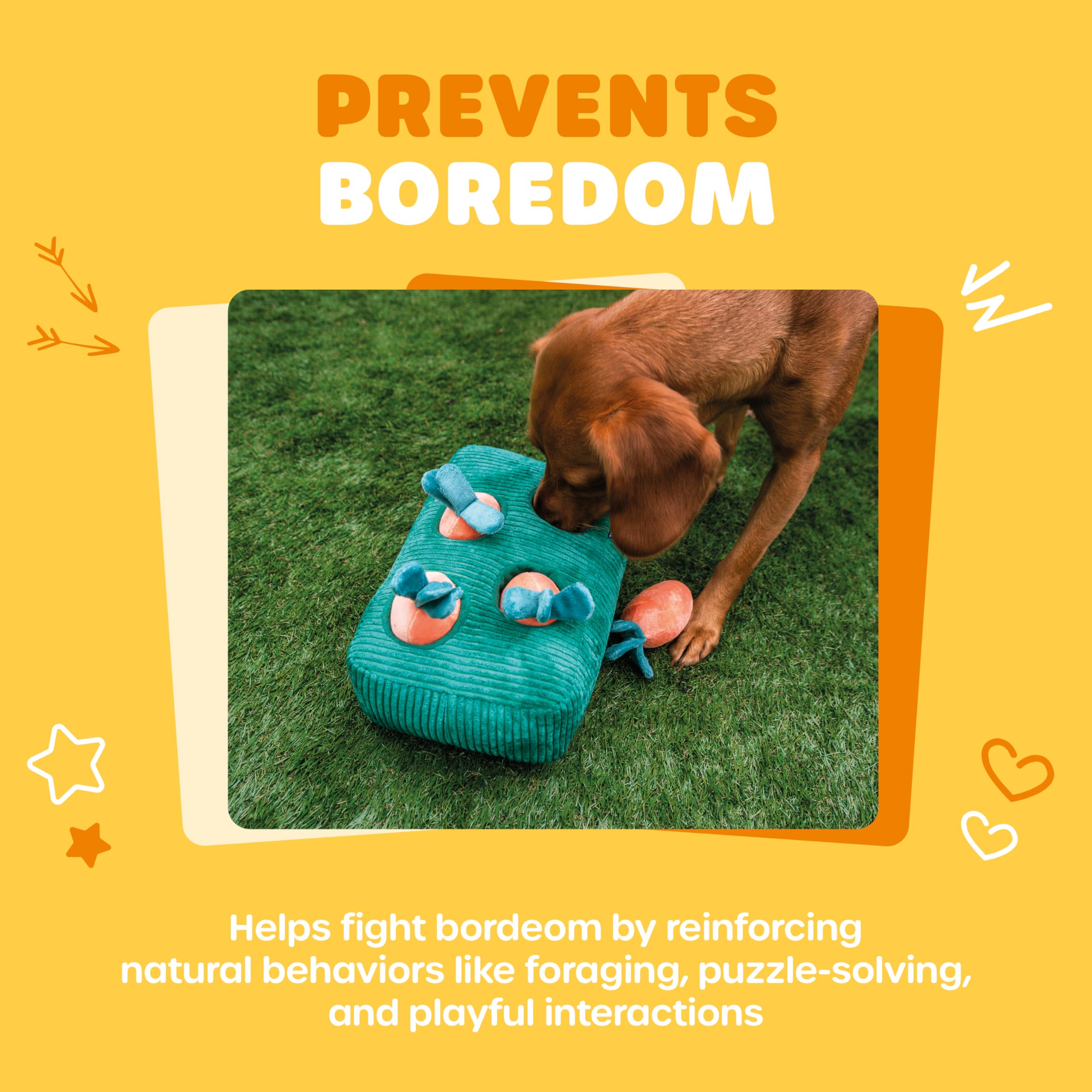 Webbox Carrot Patch Dog Toy - Interactive Treat Hiding Puzzle | Plush | All Breed Sizes 7