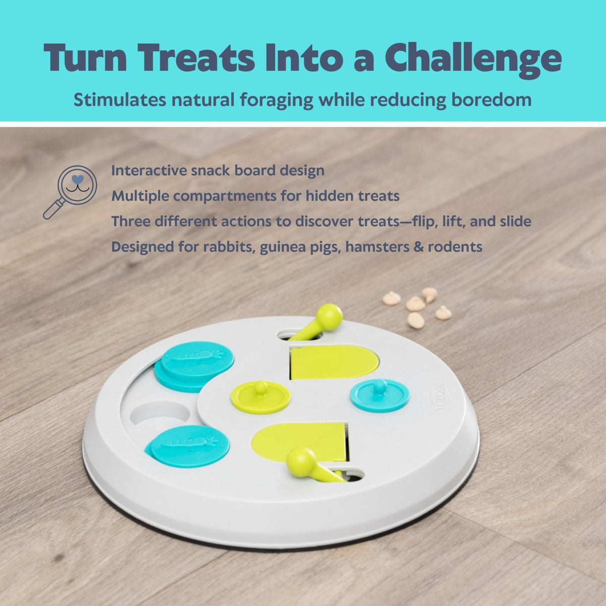TRIXIE Flip Board - Interactive Puzzle Toy for Small Animals | Plastic | 23 cm Diameter