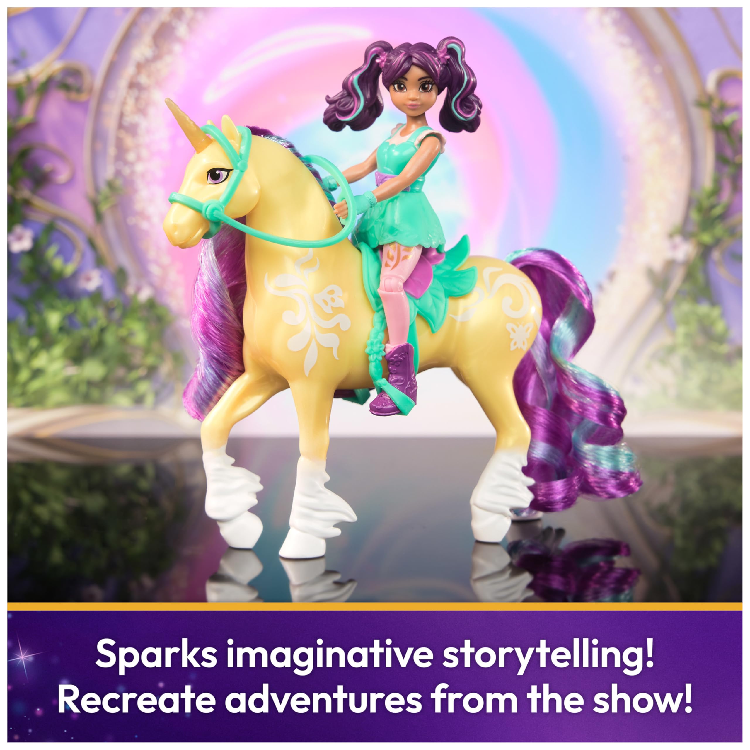 Unicorn Academy Ava & Leaf Doll Set with 2 Riding Accessories and Hair Styling Tool | Ages 4+ 5