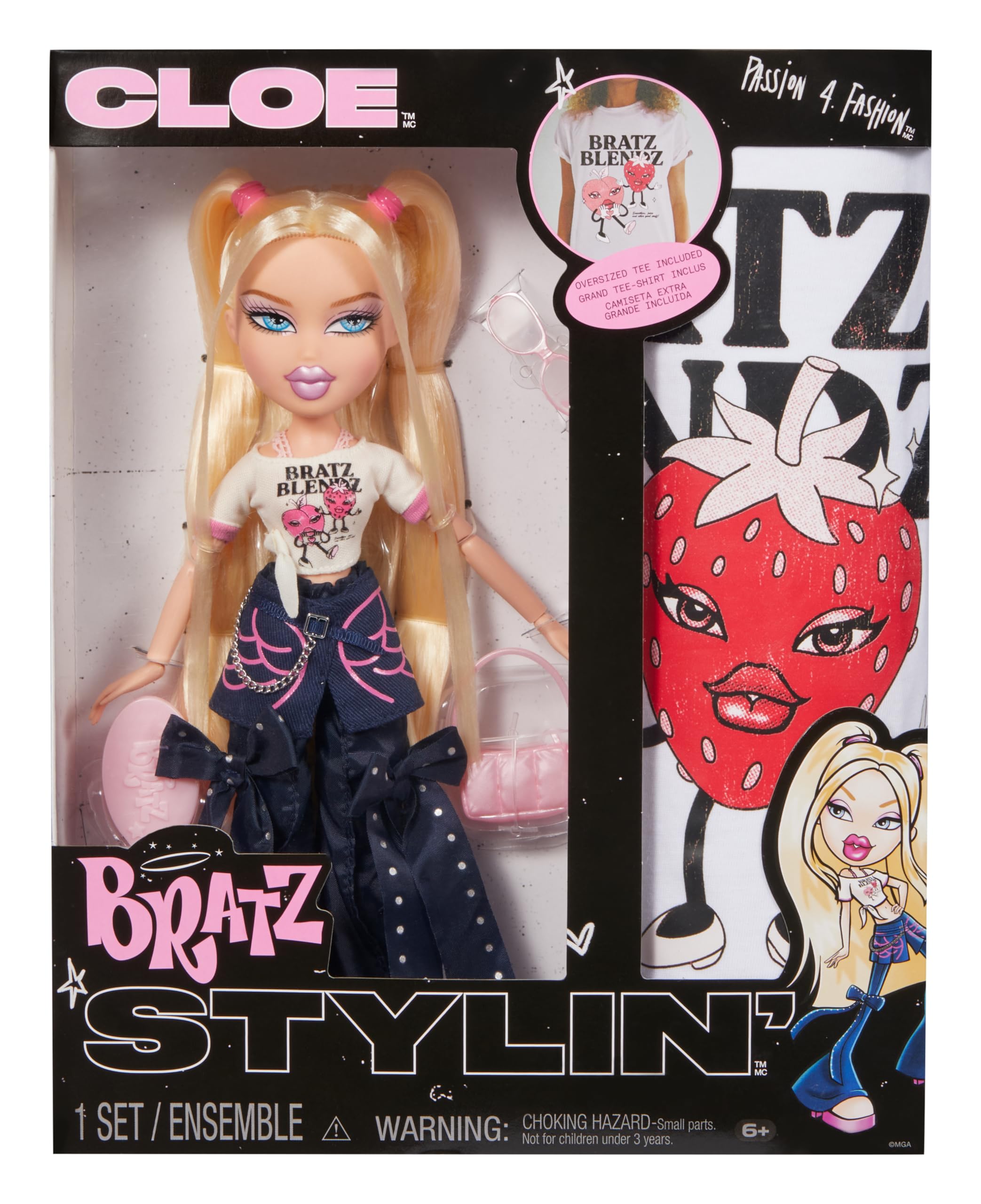 Bratz Stylin' Cloe Fashion Doll with Customizable T-Shirt and Matching Accessories