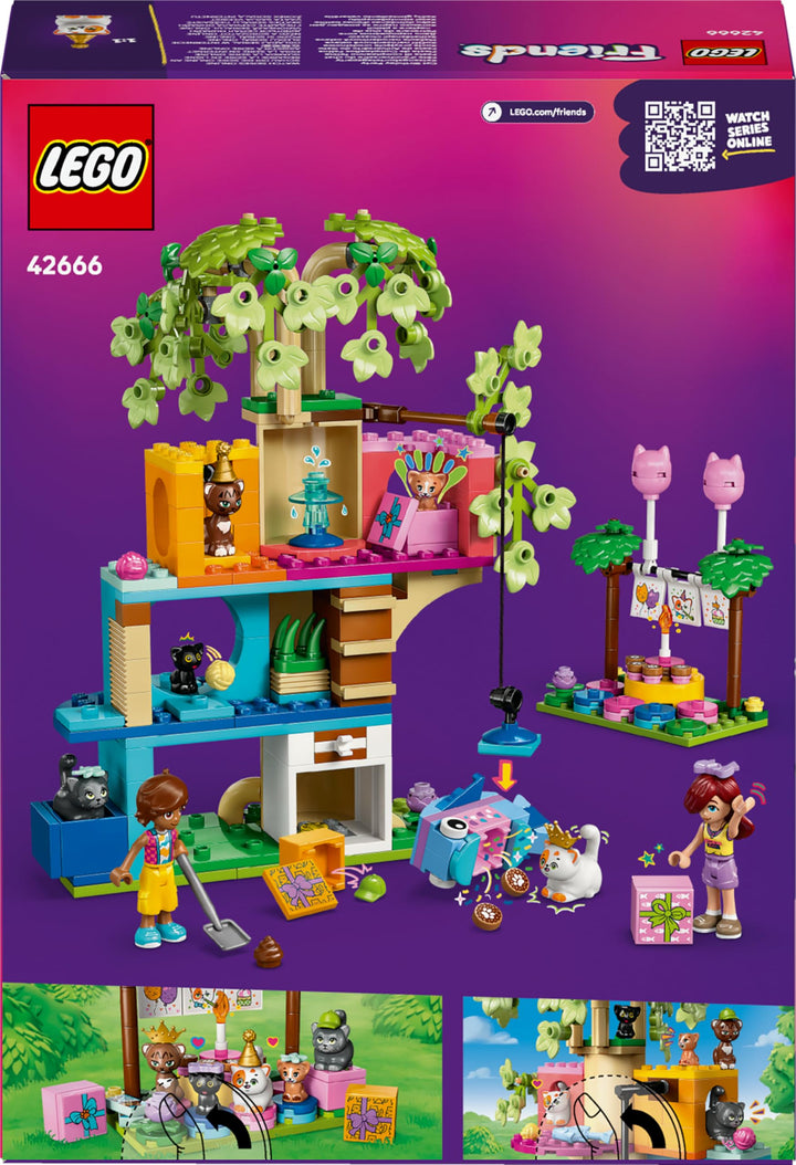 LEGO Friends Cat Birthday Party & Tree House Toy - 2 Mini Dolls, 5 Cat Figures, 321 Pieces