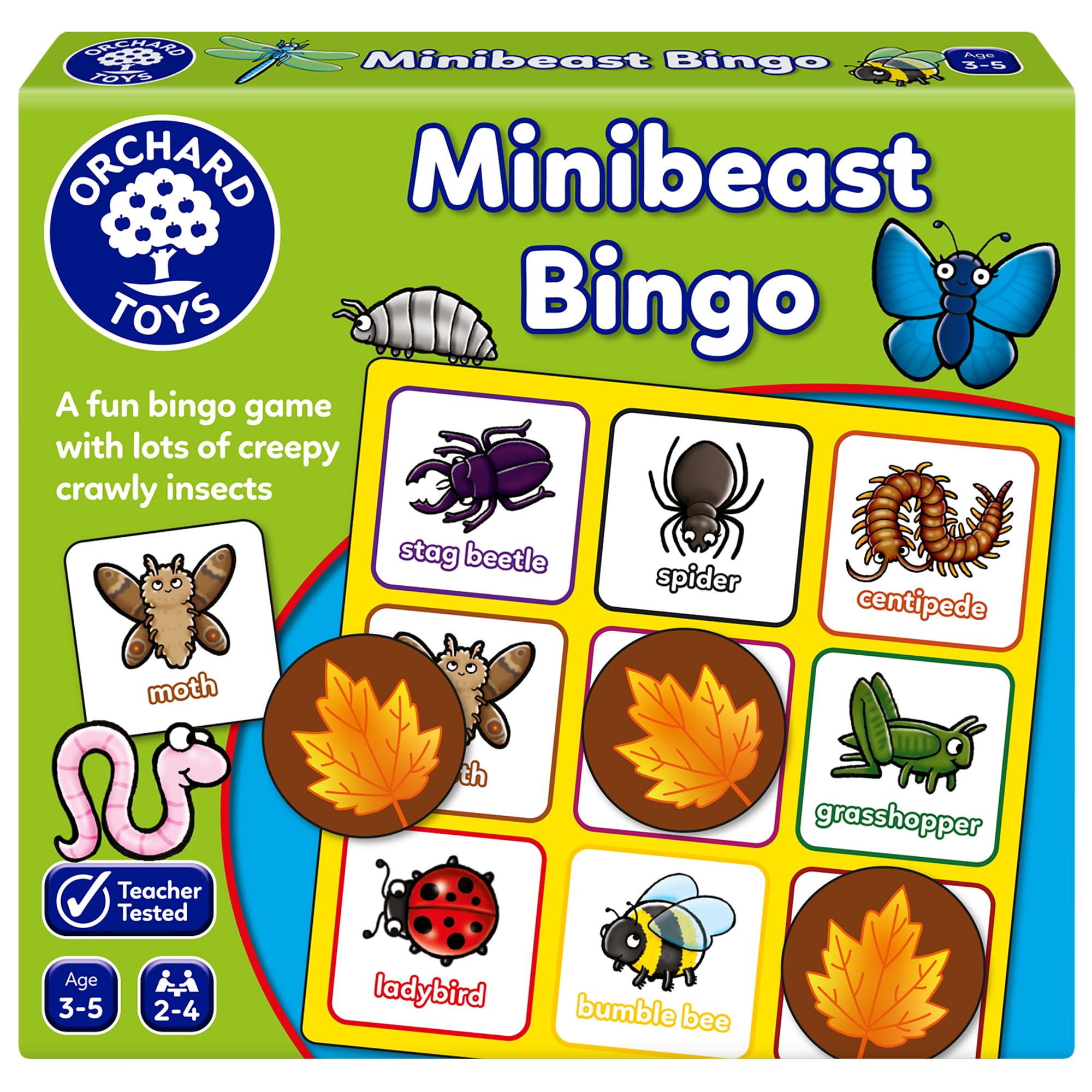 Orchard Toys Minibeast Bingo Game, Compact Travel-Friendly Bug-Themed Bingo for Kids 1