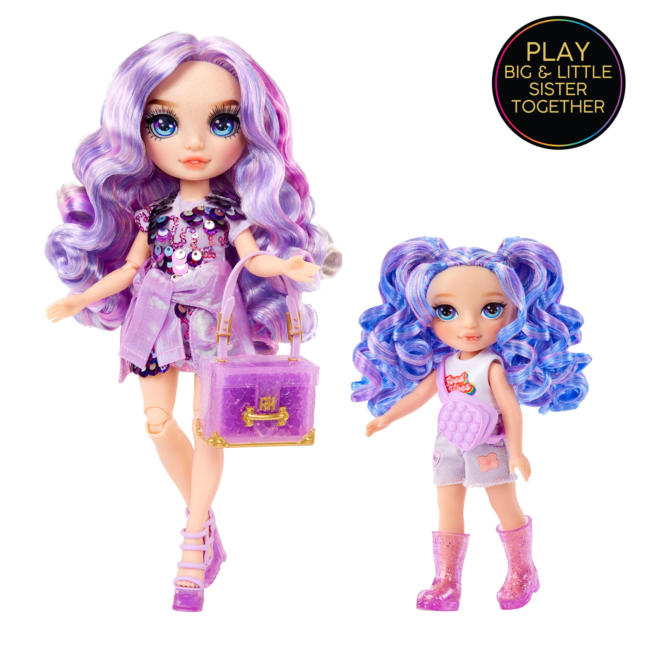 Rainbow High Littles Amethyst Willow Doll - 14 cm Poseable Fashion Doll with Pet Poodle | Ages 4+ | Purple 4