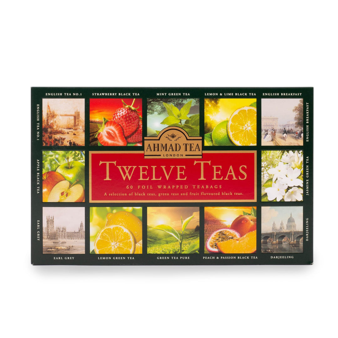 Ahmad Tea Twelve Teas Collection - 60 Tea Bags with Black, Green & Fruit Flavoured Teas