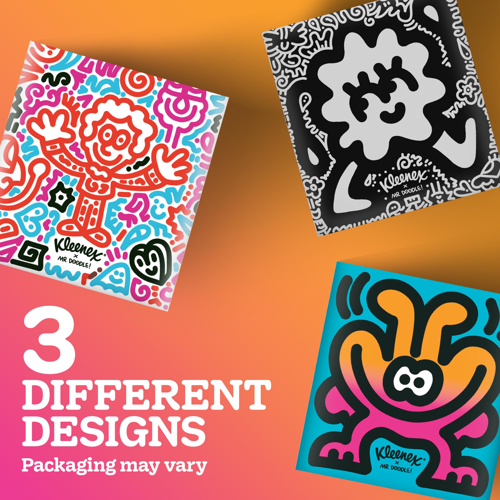 Kleenex Editions Box Tissues - 3 Ply, Unscented, Limited Edition Design Cubes | 48 Tissues 3