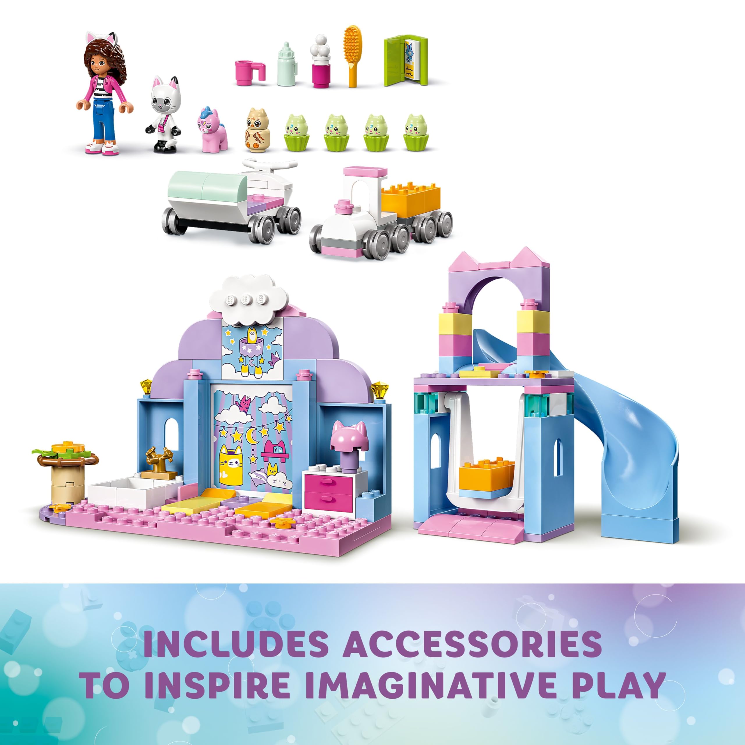 LEGO Gabby’s Dollhouse Gabby’s Kitty Care Ear Slide Playset - Building Toy for Kids 4+ 5