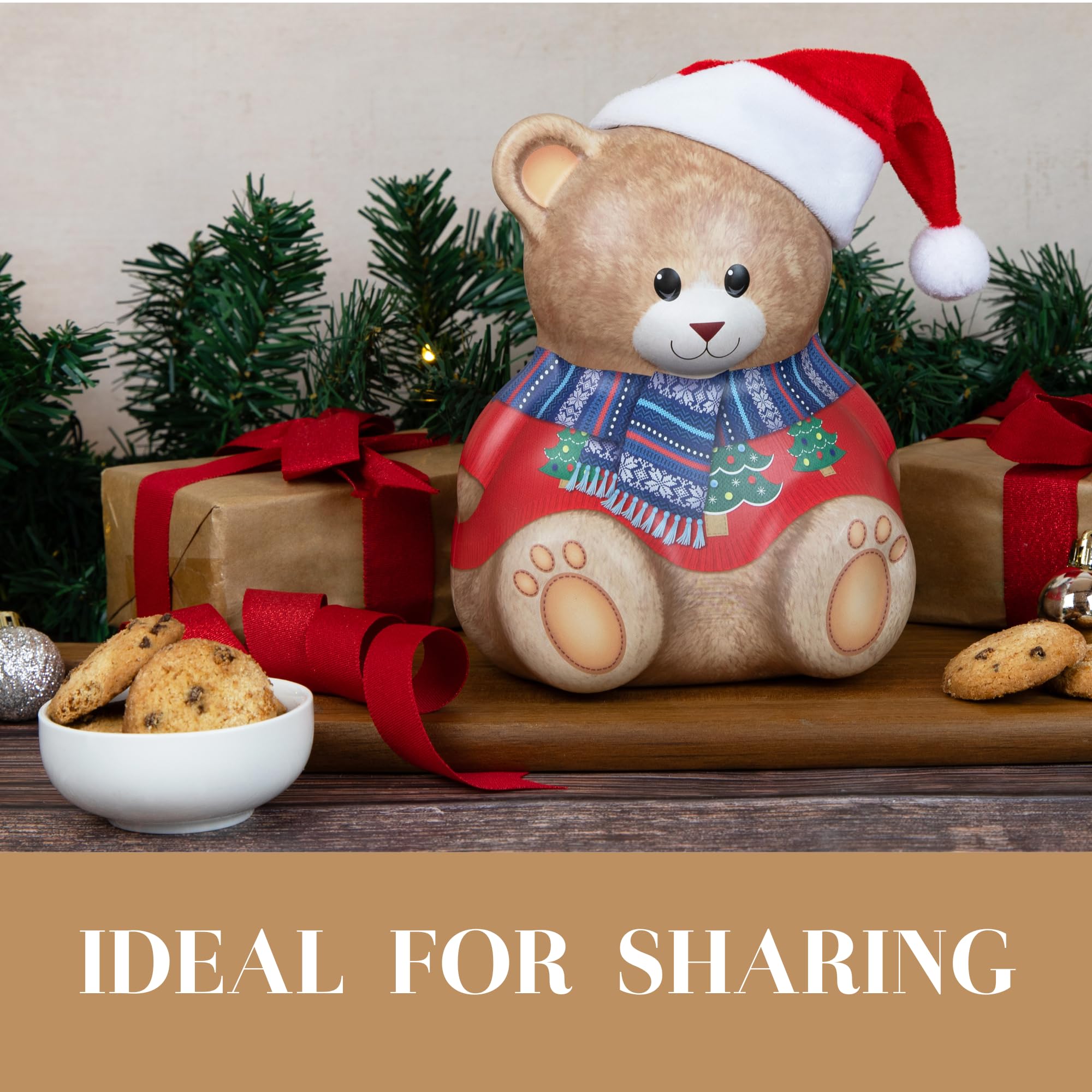 The Silver Crane Co. - Christmas Bear with Hat Gift Set Biscuit Tin 4