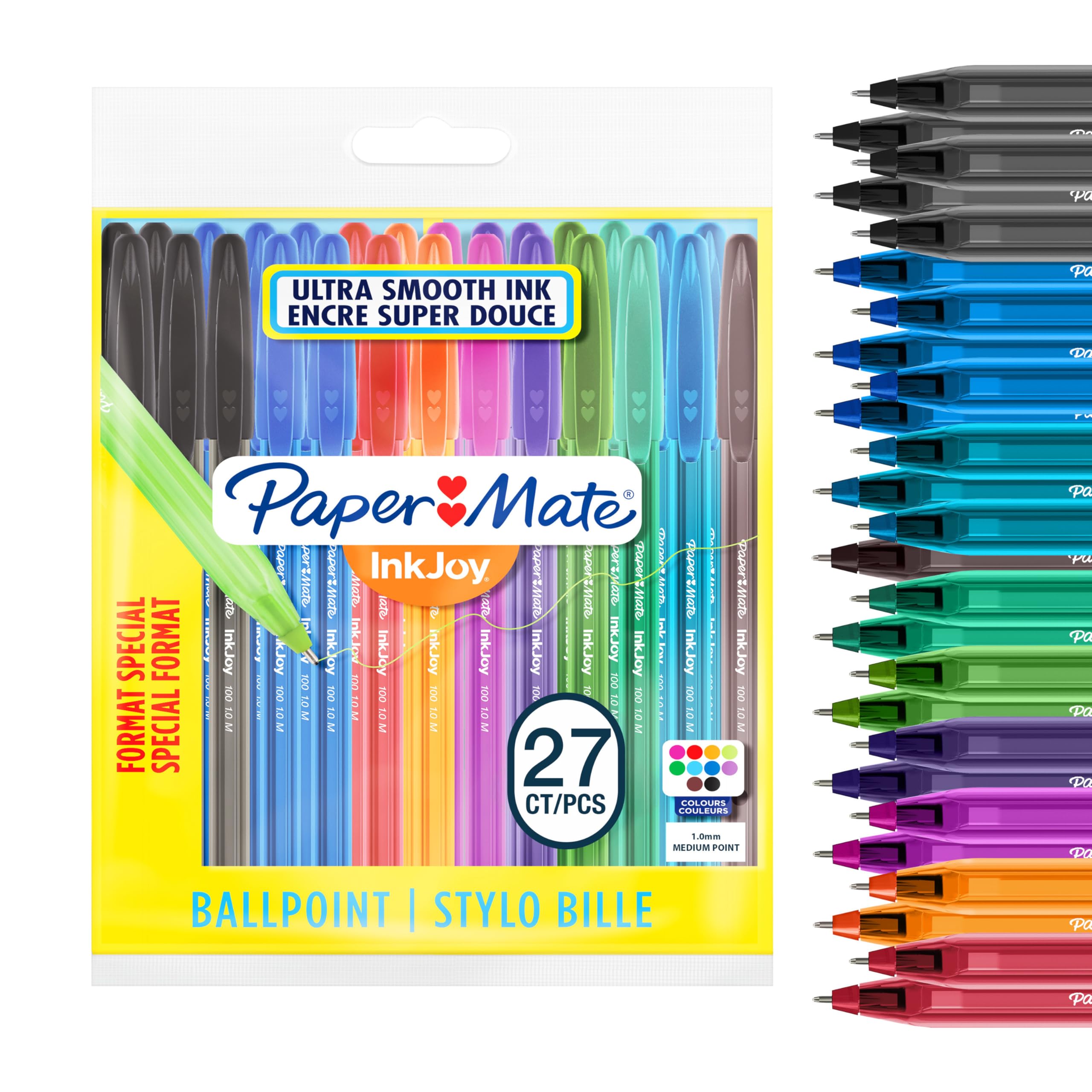 Paper Mate InkJoy 100ST Ballpoint Pens - Medium Point (1.0mm) | 27 Count Assorted Fun Colors 1