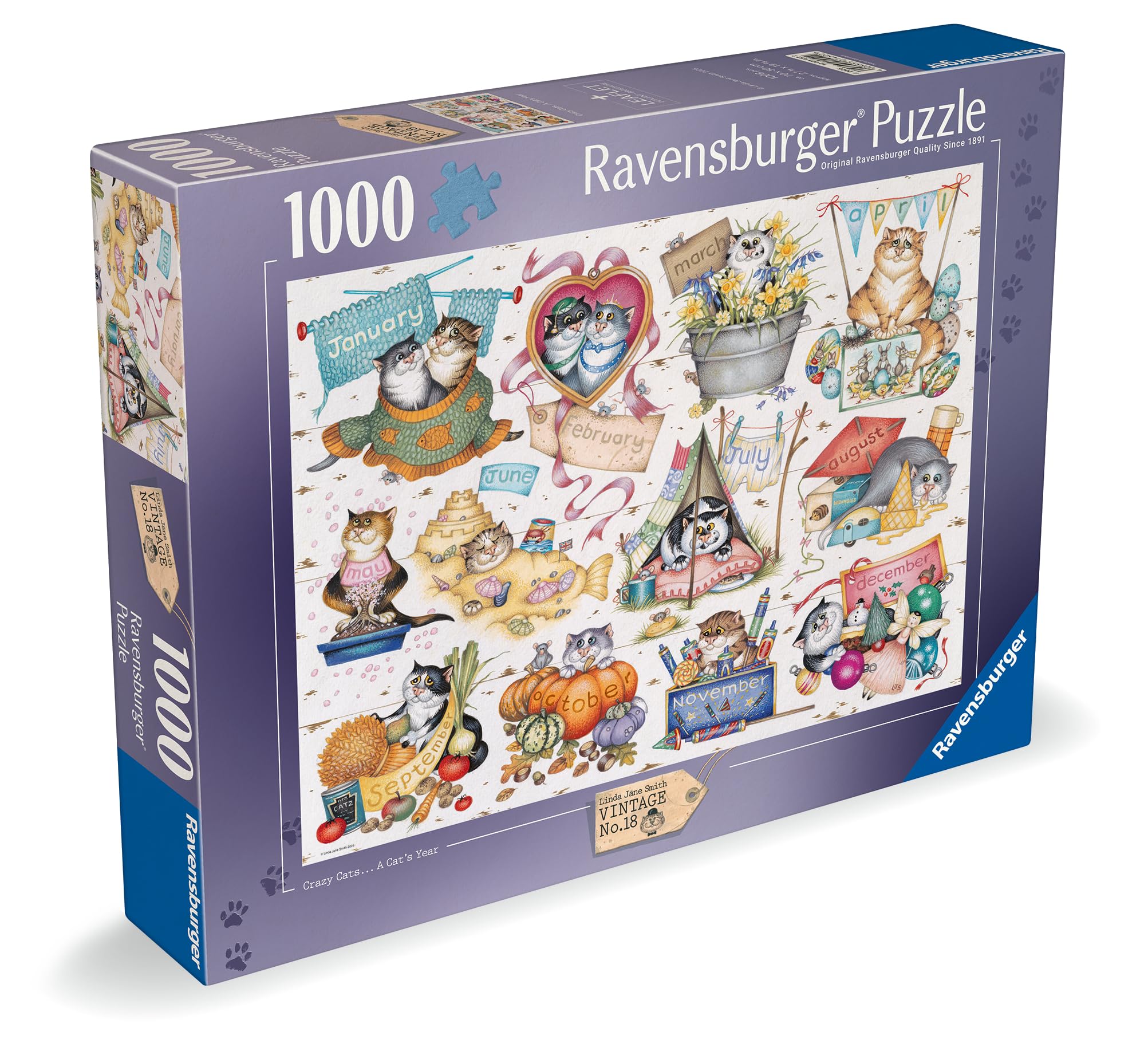 Ravensburger Crazy Cats A Cat’s Year - 1000 Piece Jigsaw Puzzle for Ages 10+ 2