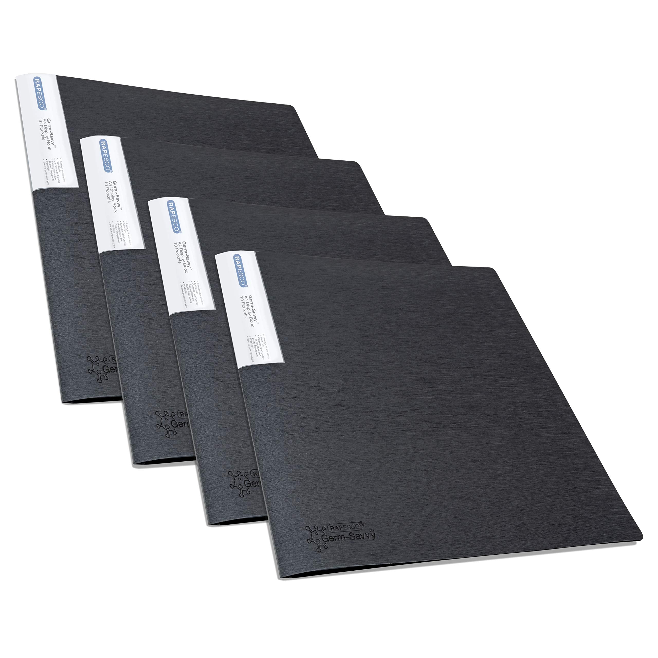 RAPESCO 1642 Presentation Folder with Antibacterial Protection | 10 Pockets | A4 | Black 1