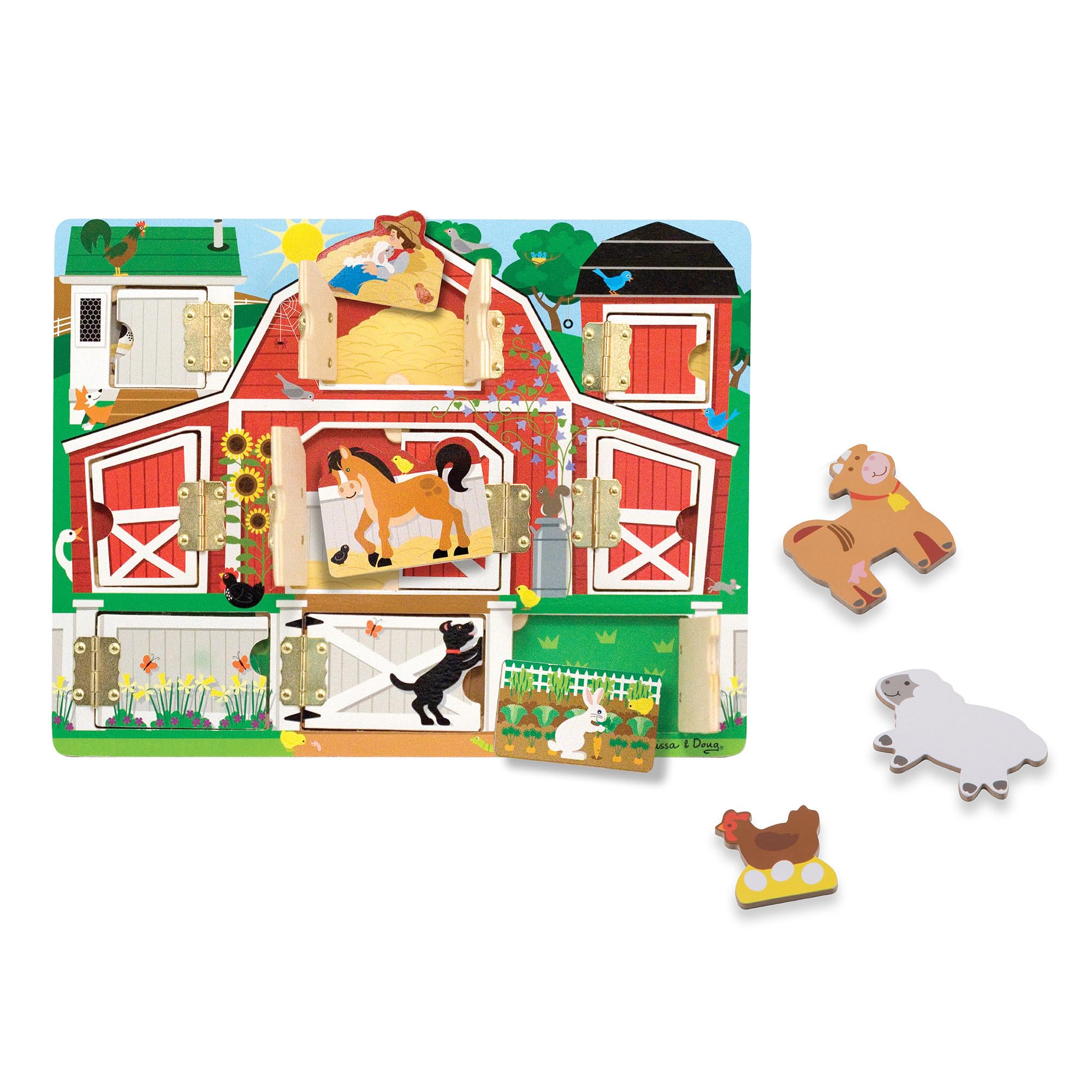 Melissa & Doug Hide and Seek Farm Wooden Activity Board with 9 Animal Magnets | Ages 3+ 9