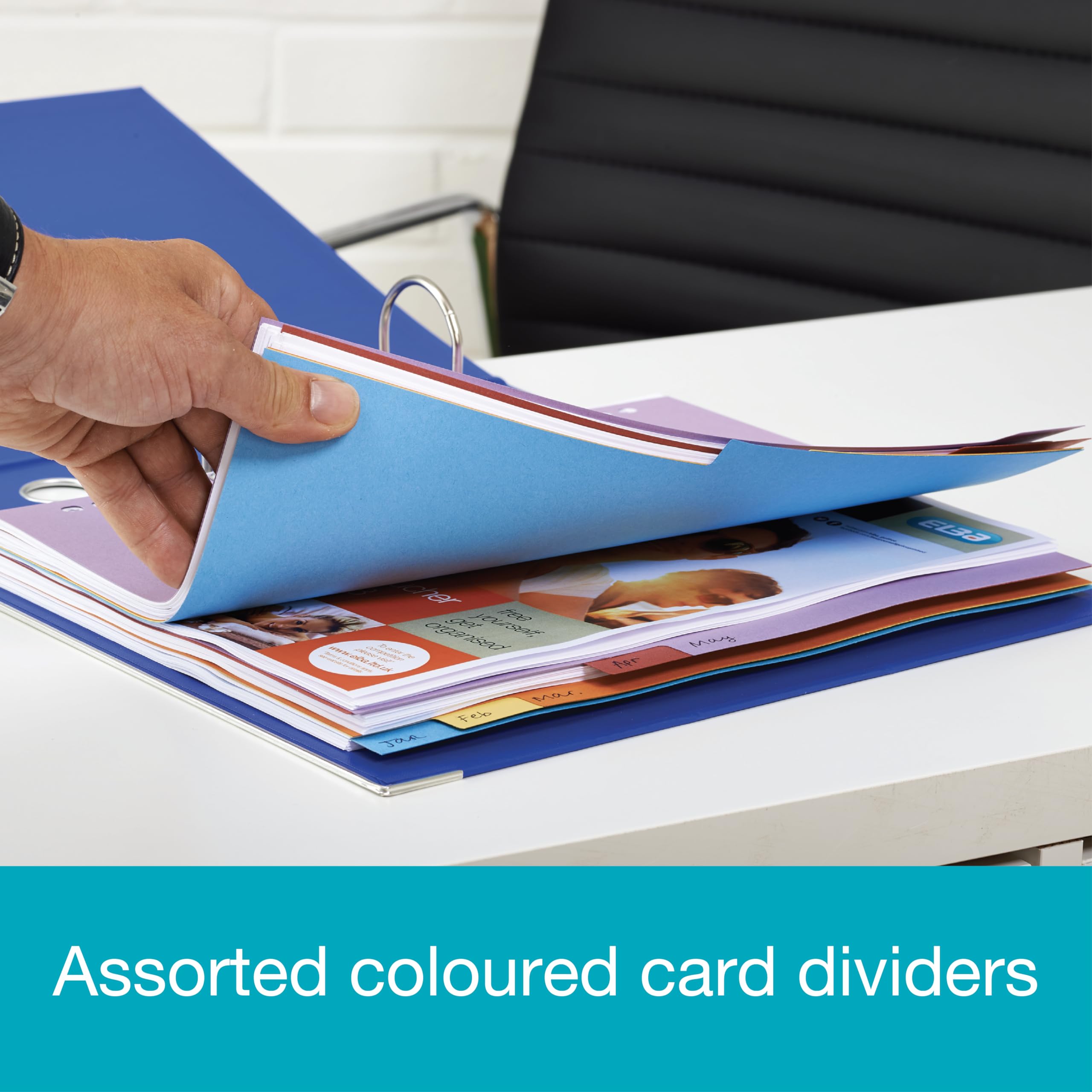 Elba A4+ 10 Part Card Dividers, Assorted Color, 5 Packs of 10 | Durable Cardboard Filing System 4