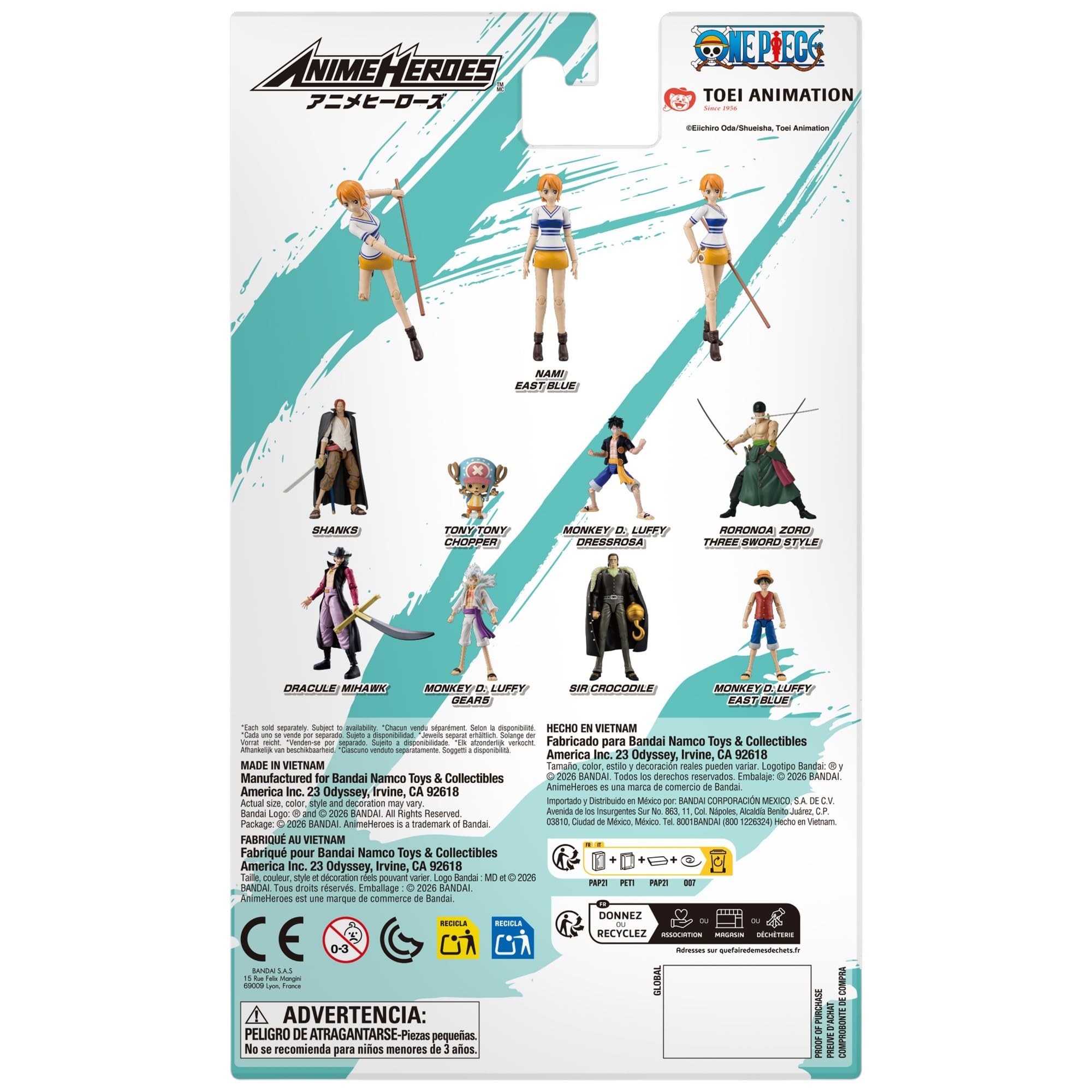 BANDAI Anime Heroes Nami Action Figure - 17cm, East Blue Appearance, Includes Accessories 7