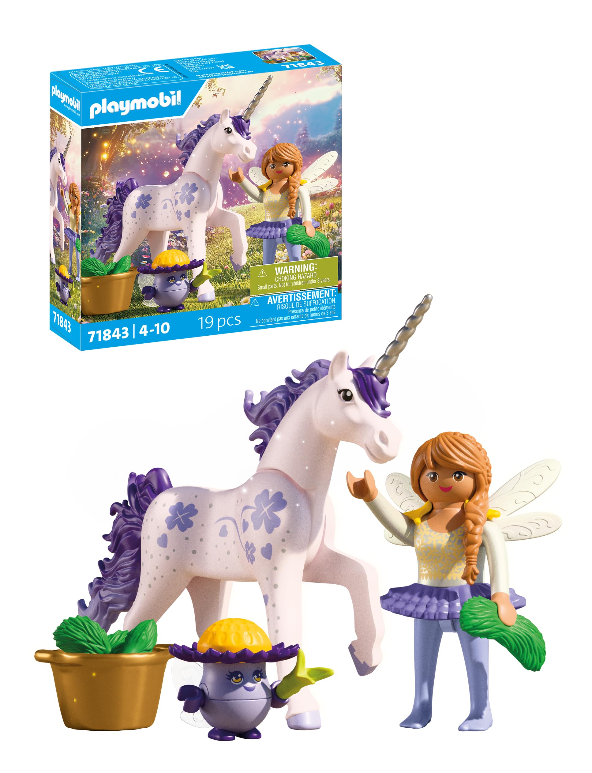 Playmobil | Magic Unicorns | Unicornio celeste con hada | Con detalles mágicos y accesorios intercambiables | Regalo perfecto para niños a partir de 4 años | 71841