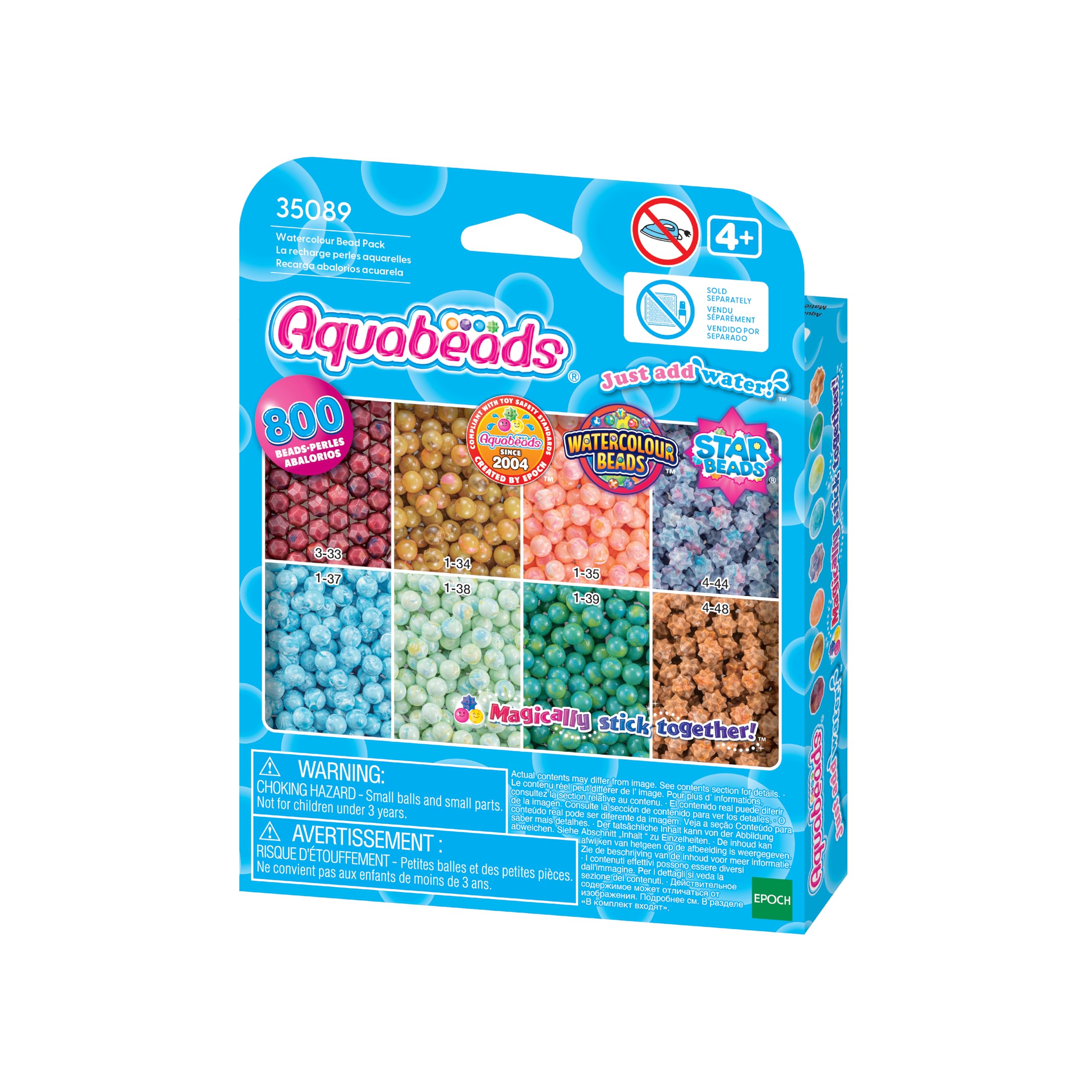 Aquabeads Watercolour Bead Pack Refill Set - 800 Beads, Mixed Colours (35089) 1