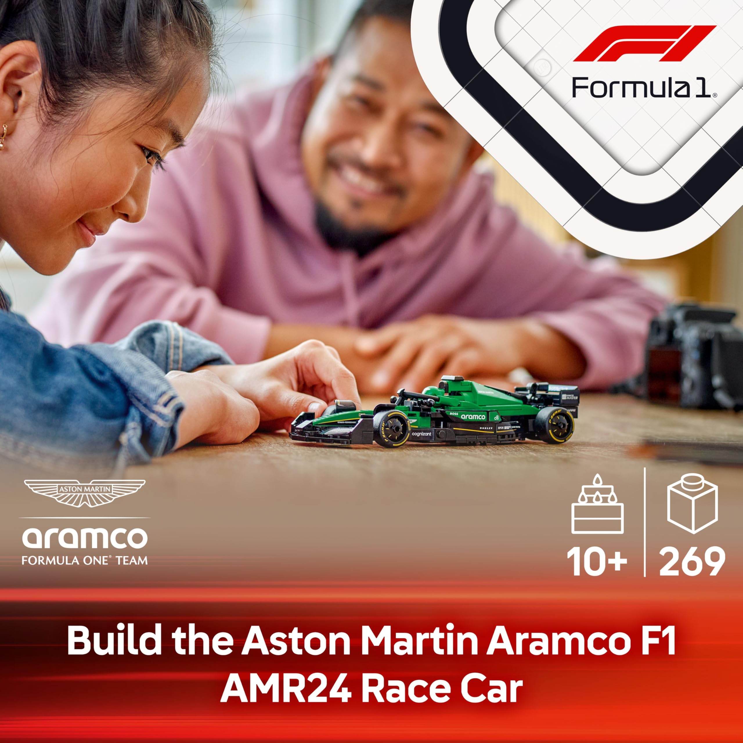 LEGO Speed Champions Aston Martin Aramco F1 AMR24 Race Car Set 77245 | Ages 10+ | Multicolor Plastic