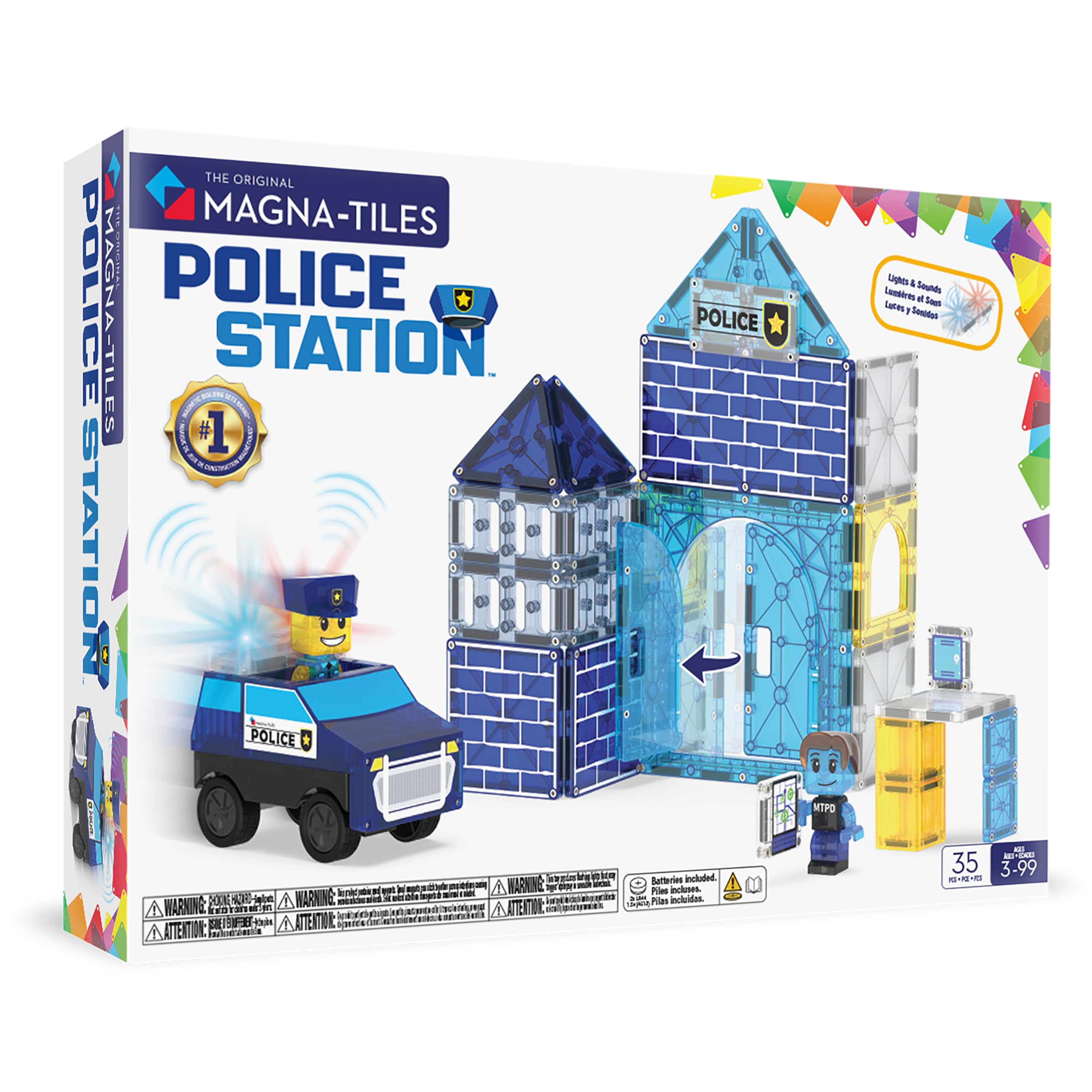 MAGNA-TILES Police Station 35-Piece Magnetic Construction Set 1