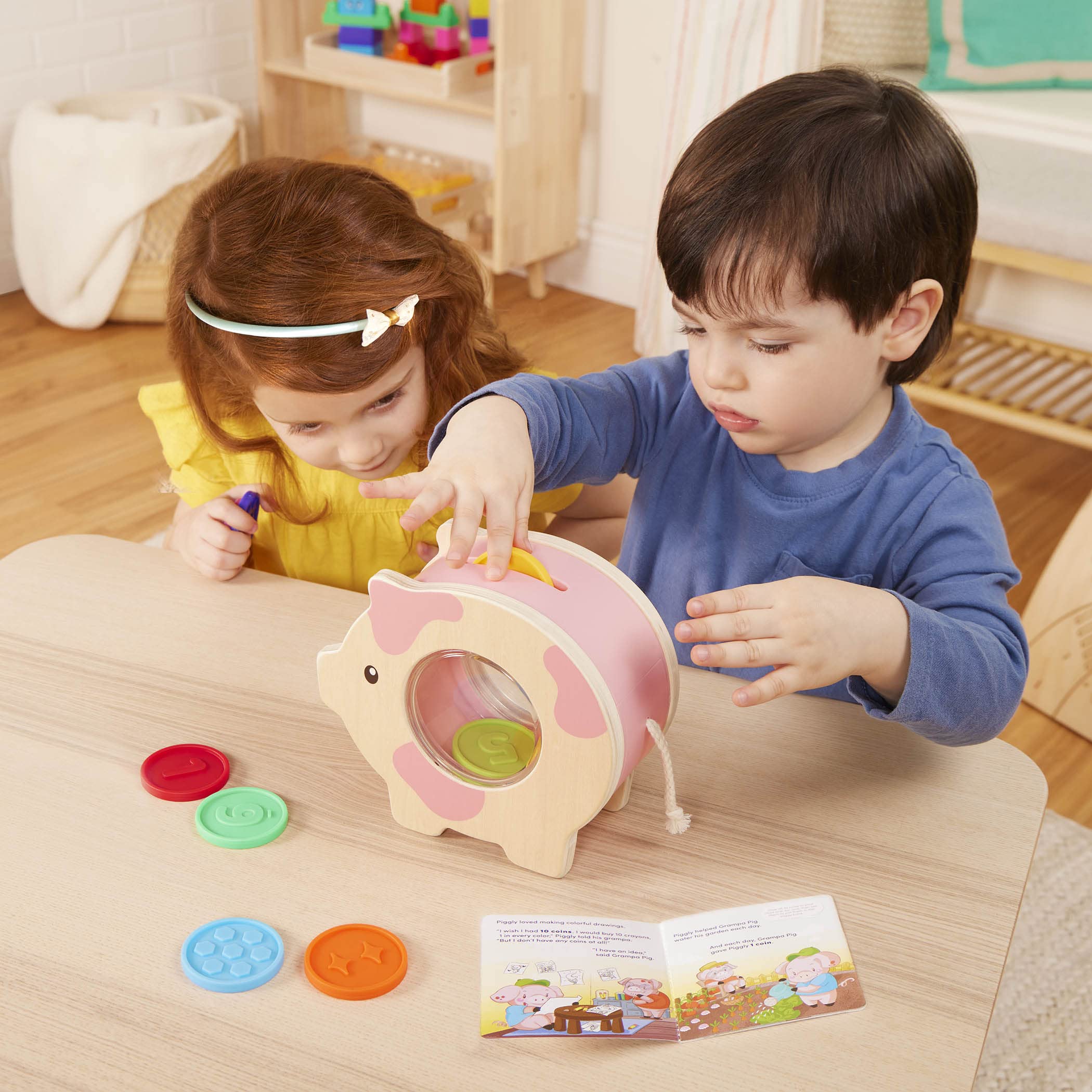 Battat Education Wooden Piggy Bank - Counting & Fine Motor Skills Toy | Ages 18 Months+ 8