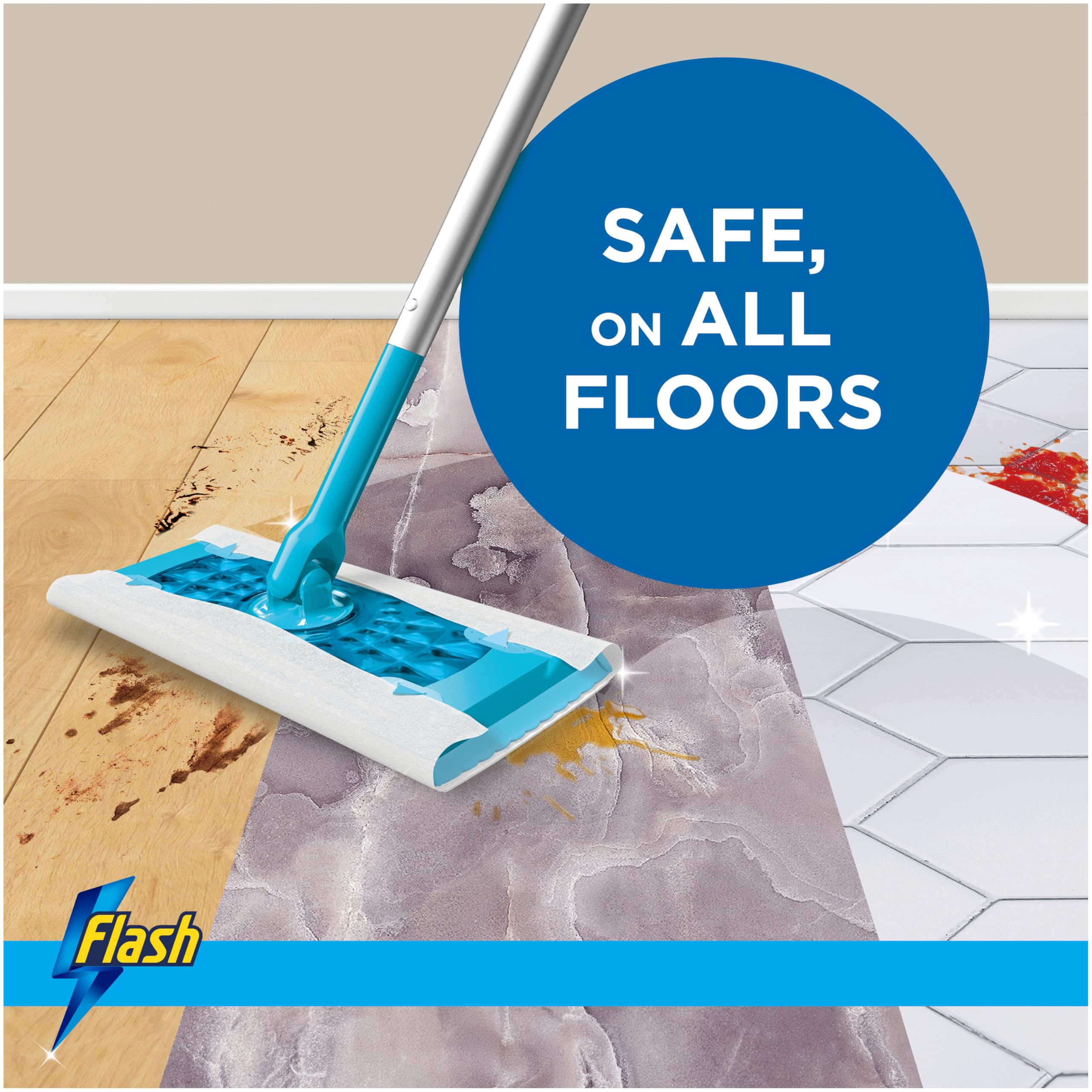 FLASH Speedmop Wet Mop Floor Cleaner Starter Kit | Easy Scrub & Fast Clean | Includes 6 Wet Refills 9