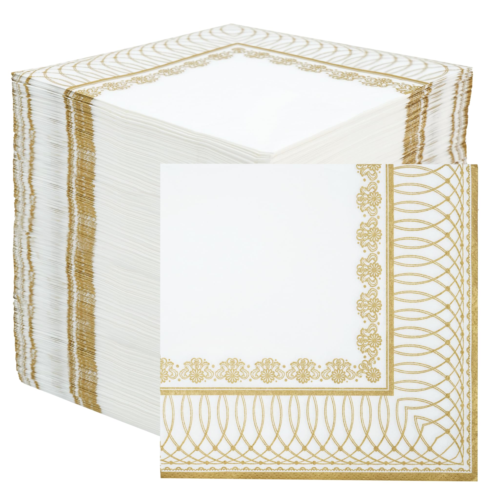 Talking Tables Soft Disposable Gold Paper Napkins - 100 Count, 2-Ply, 33cm Luncheon Size