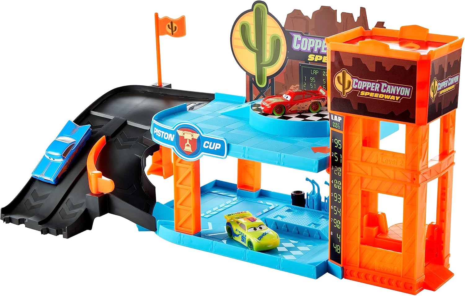 Mattel Disney and Pixar Cars Glow Racers Playset & 3 Toy Cars - Copper Canyon Glowing Garage 1