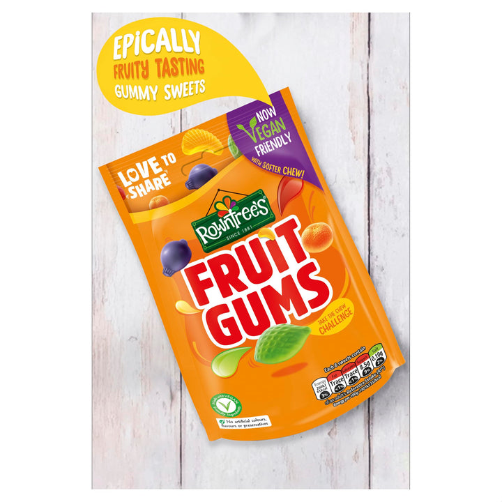 Rowntree's Fruit Gums Sweets Sharing Bags, Vegan Friendly, 10 x 150g