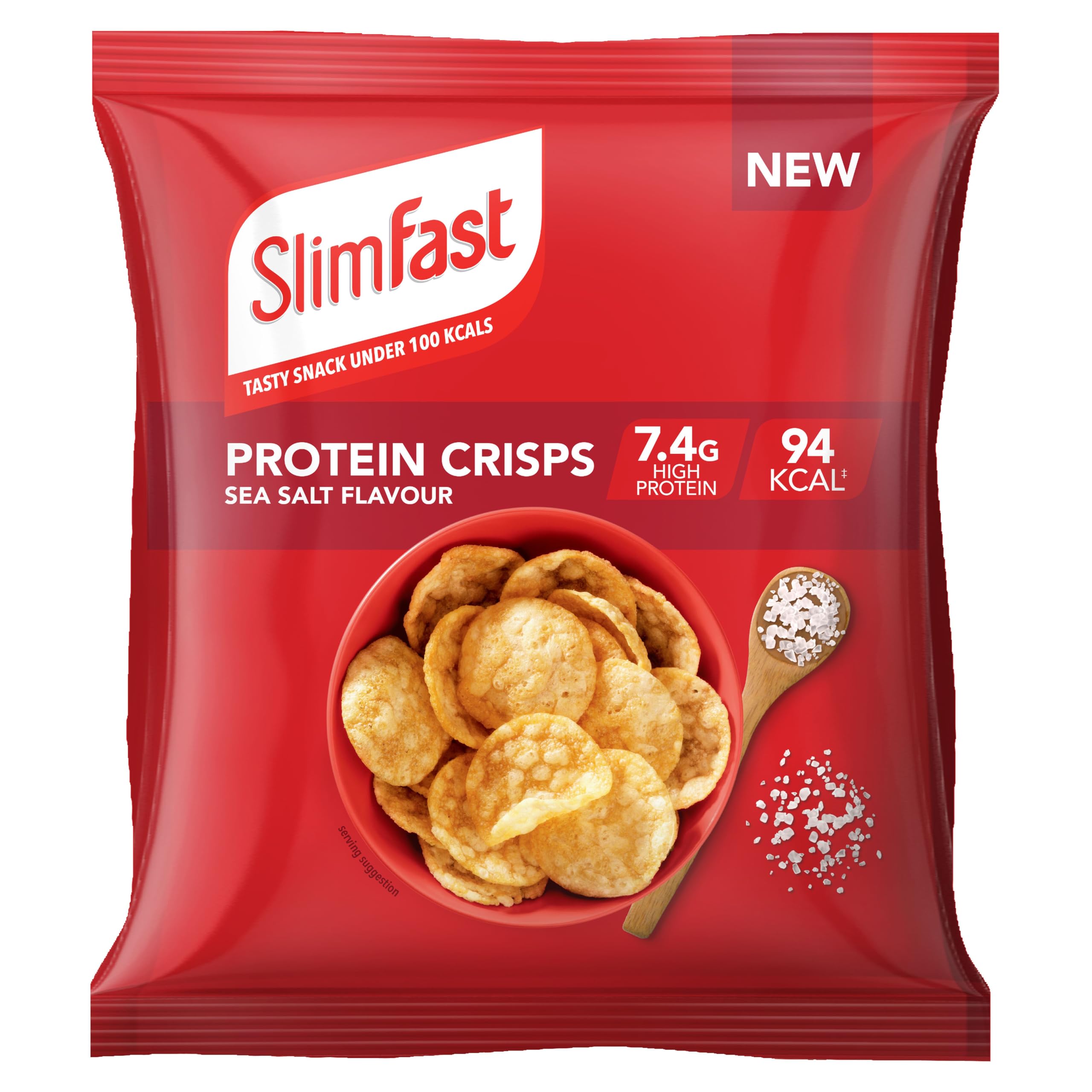 SlimFast Protein Crisps Sea Salt, 94 Calories & 7.4g Protein, Low-Calorie Snack, 12 x 23g Multipack 1