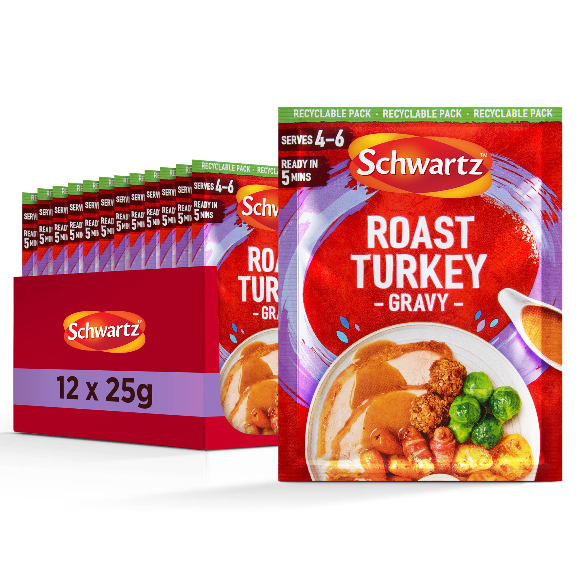 Schwartz - Classic Roast Turkey Gravy Mix 25g | Pack of 12 | Pantry Essential for Roast Dinners 1
