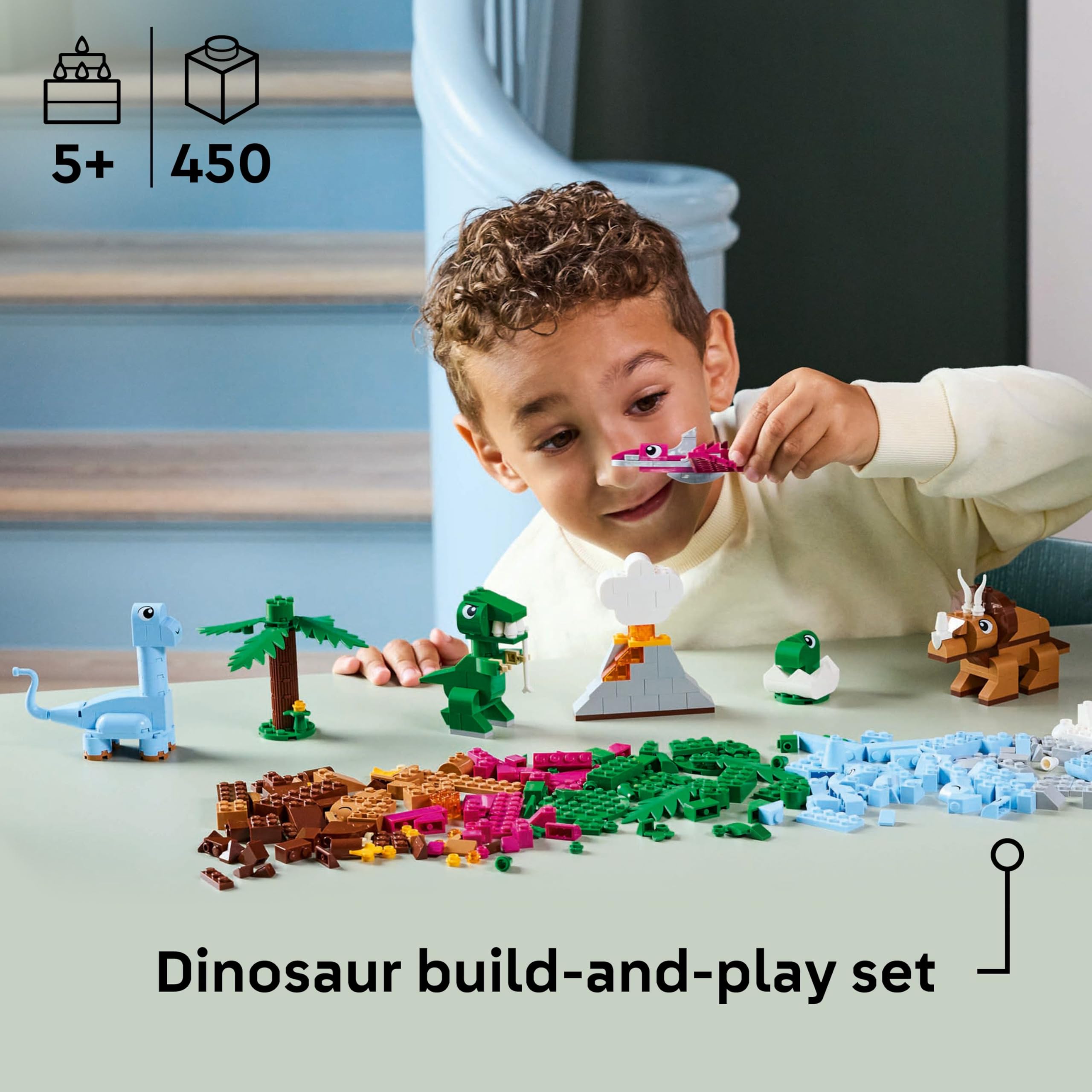 LEGO Classic Creative Dinosaurs Set 11041 - Build T. Rex & Triceratops | Ages 5+