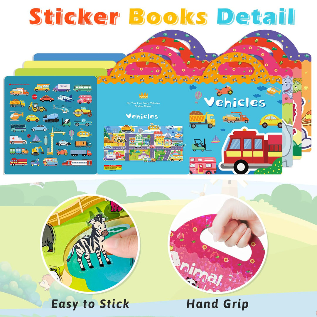 GUYUCOM 4 Pack Reusable Sticker Books for Toddlers - Jelly Texture Educational Playset