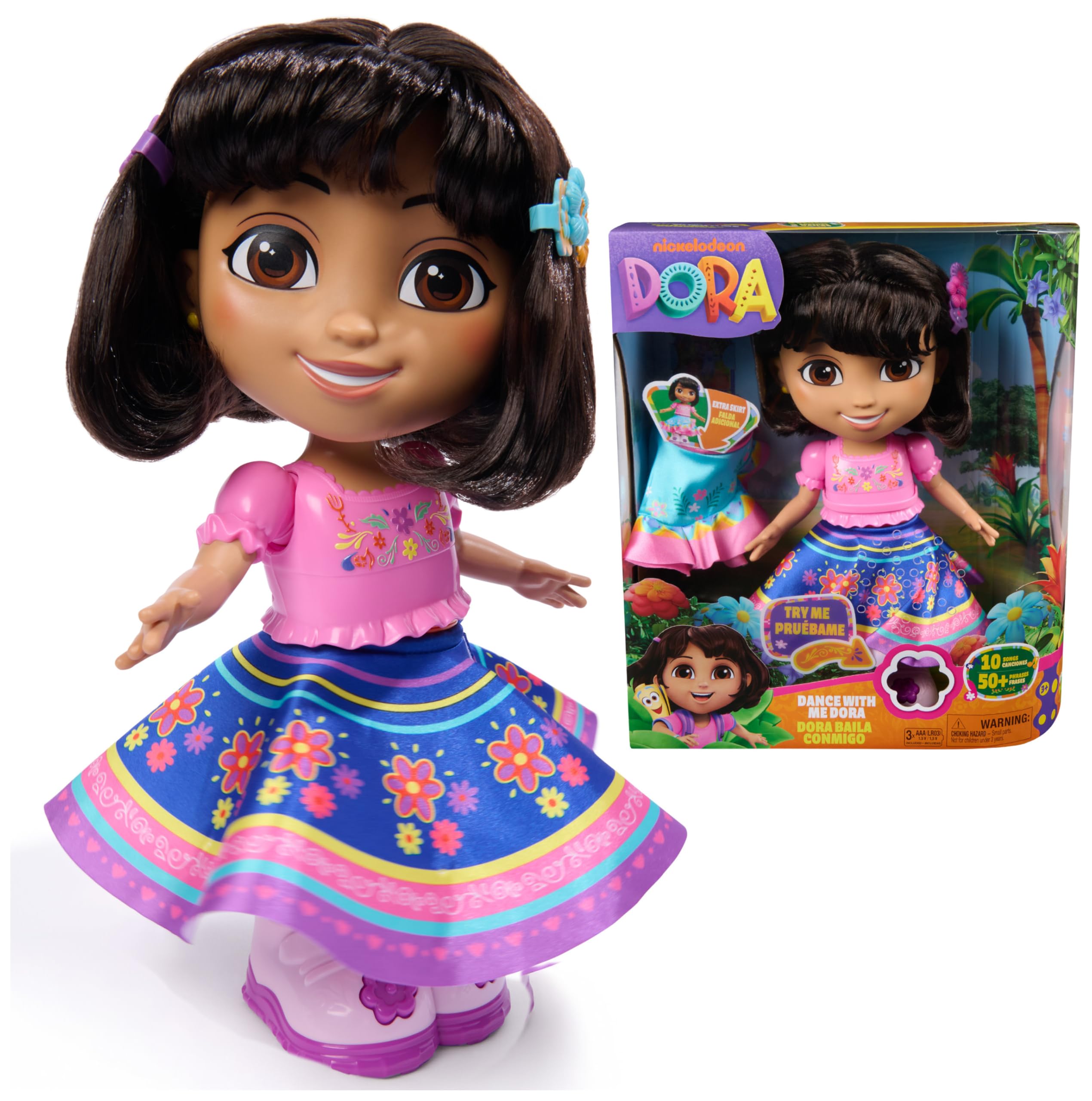 DORA Dance with Me Dora Interactive Dancing Doll | Bilingual | Ages 3+ | 13.97 in