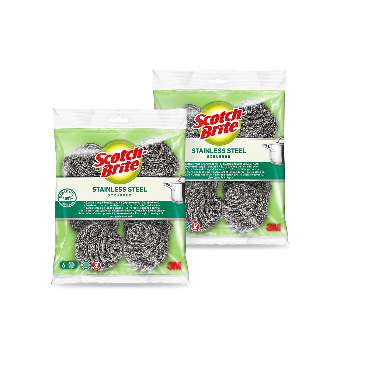 Scotch-Brite Stainless Steel Spiral Scourers - 12 Pieces