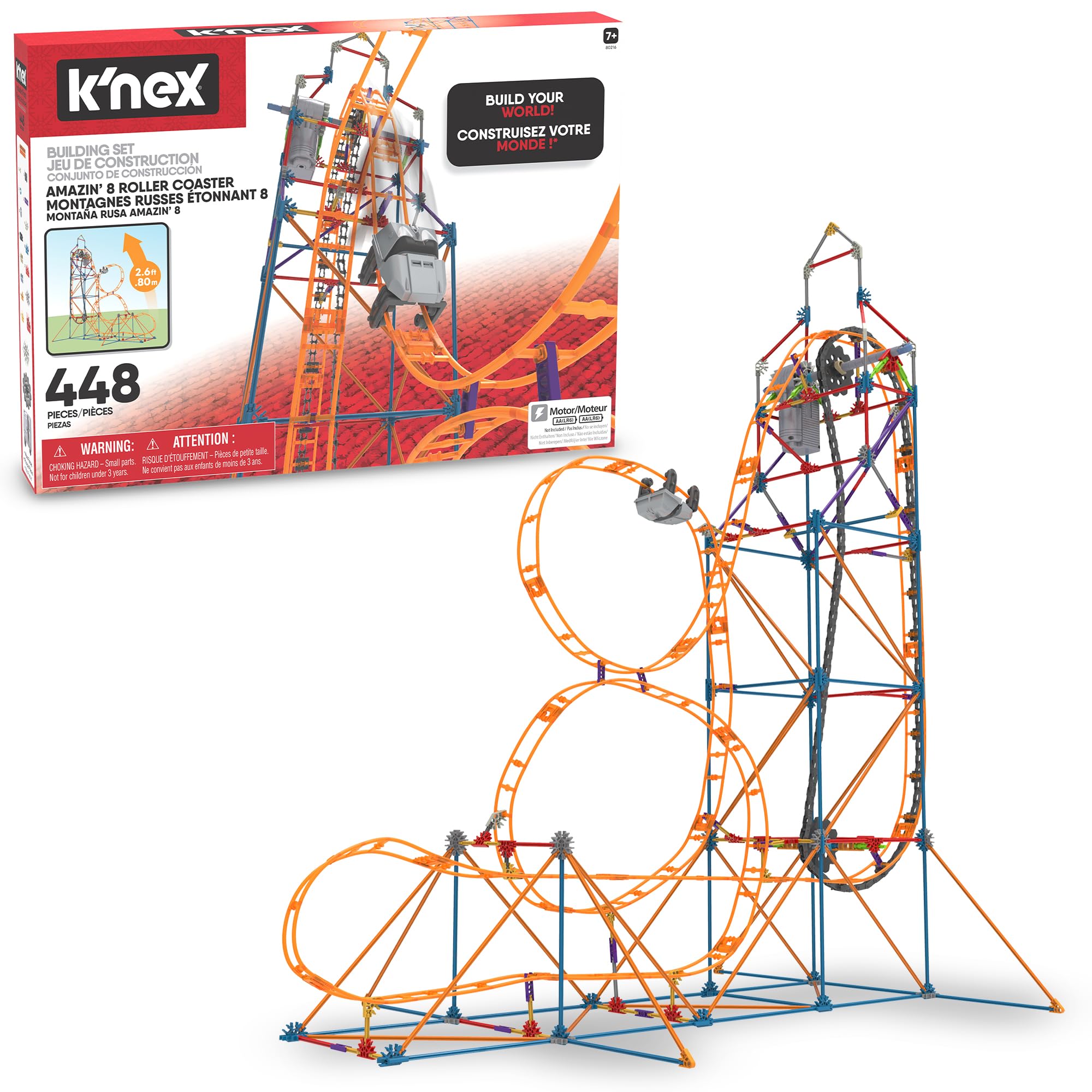K'NEX Amazin' 8 Coaster Building Set - 448 Pieces | Working Roller Coaster | Ages 7+