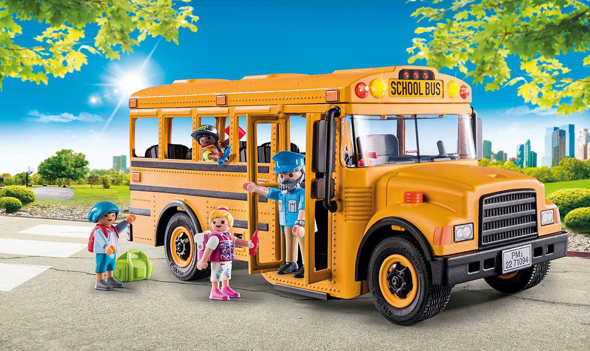 Playmobil City Life US School Bus - Flashing Lights, Removable Roof | Ages 4+