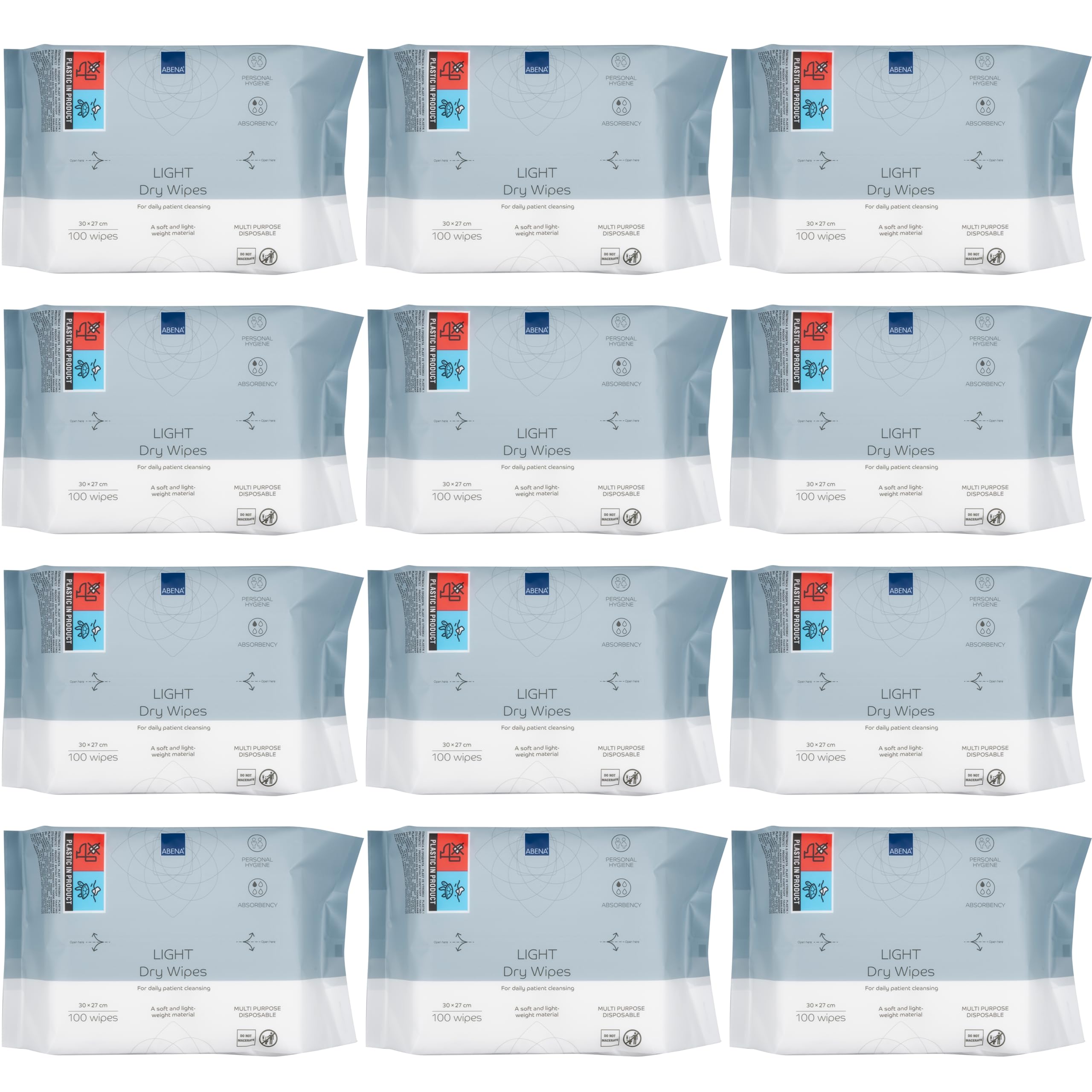 ABENA Light Dry Wipes - Gentle Cleansing | 1200 Count | Hypoallergenic 1