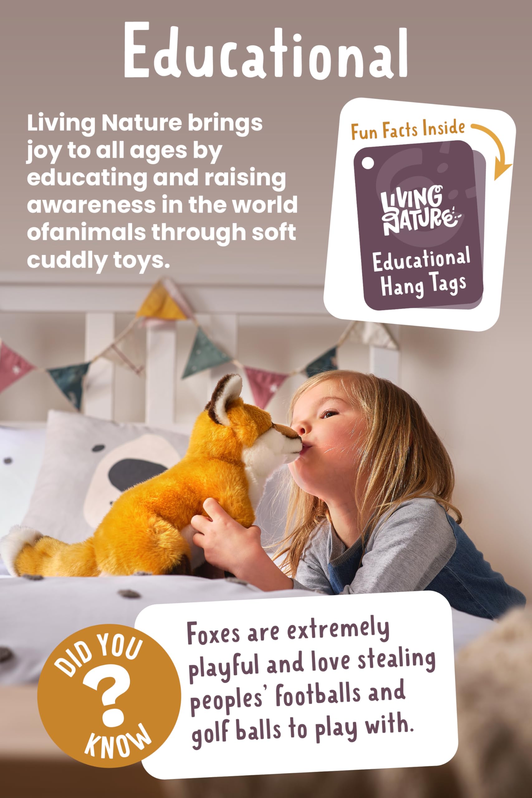 Living Nature Labradoodle Stuffed Animal - 25cm Plush Toy with Educational Tag 4