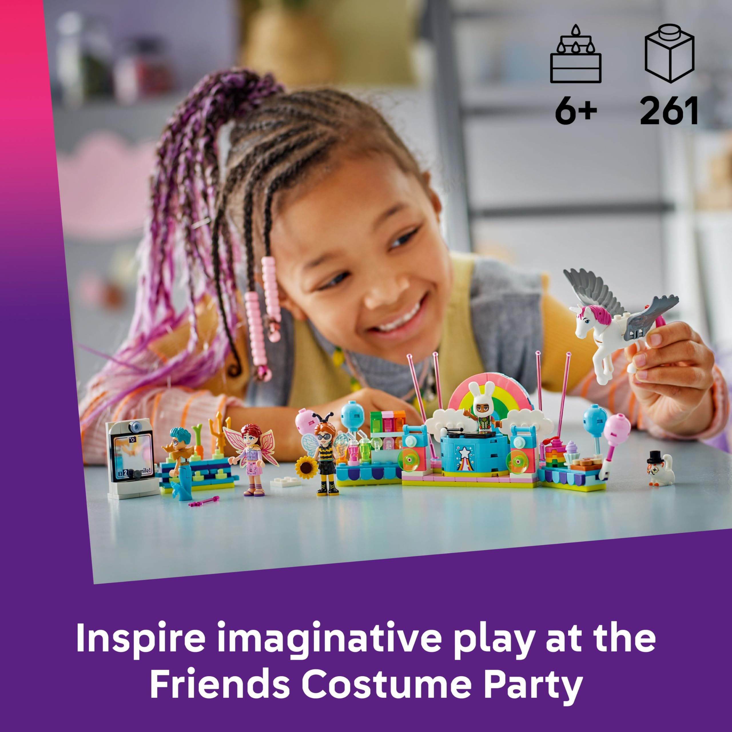 LEGO Friends Costume Party with Unicorn & Fairy Playset | 4 Mini Dolls, 2 Animal Figures | Ages 6+ 2