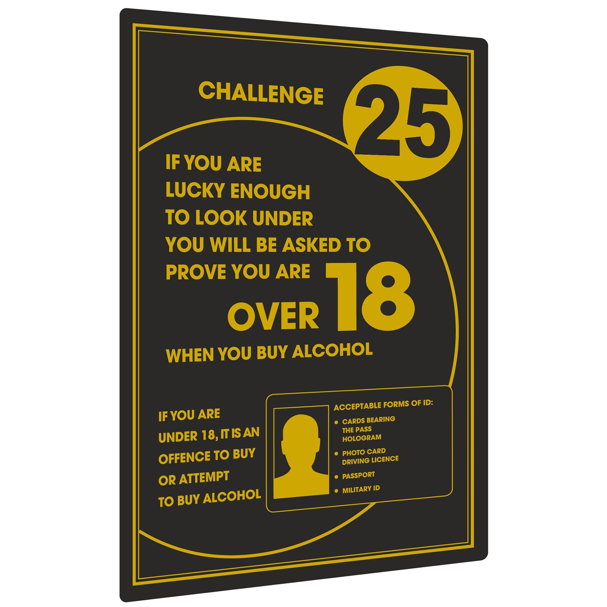 bar@drinkstuff Challenge 25 Underage Drinking Wall Sign - 24 x 36 Inches | Rigid Styrene | Wall Mountable