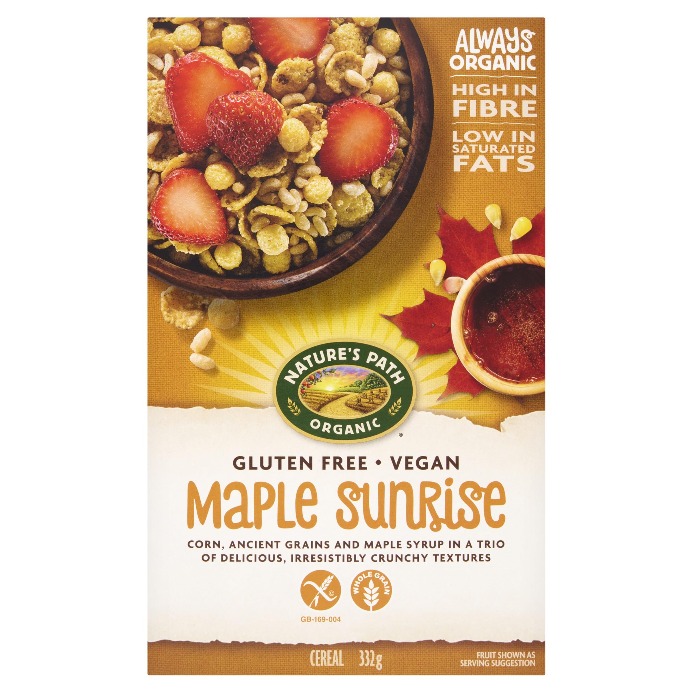 Nature's Path Organic Maple Sunrise Gluten Free Cereal - High Fibre Vegan Breakfast Cereal, Pack of 4 x 332g 1