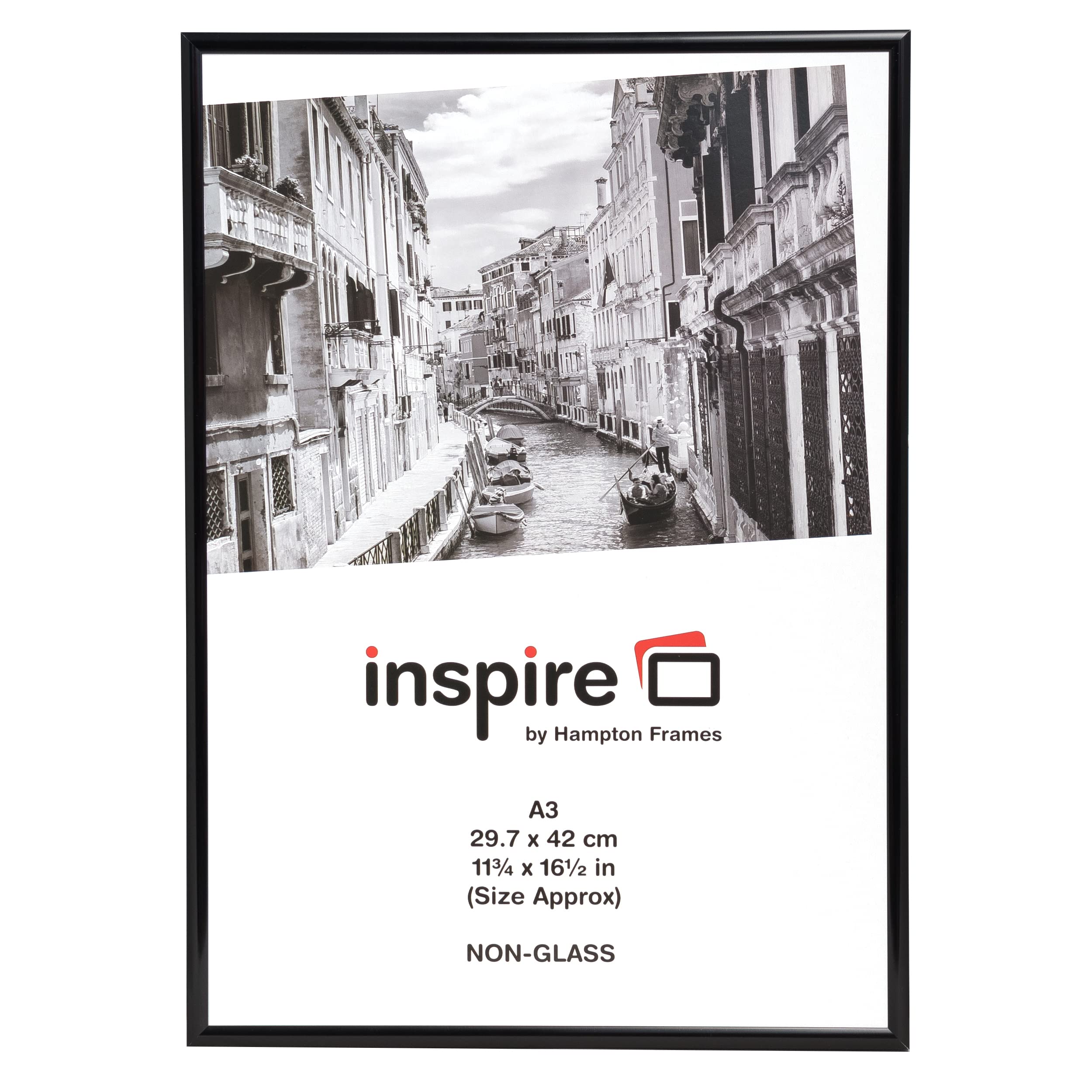 Hampton Frames BACKLOADER Poster Certificate Photo Frame - Black A3 (30x42cm) Plexi Front