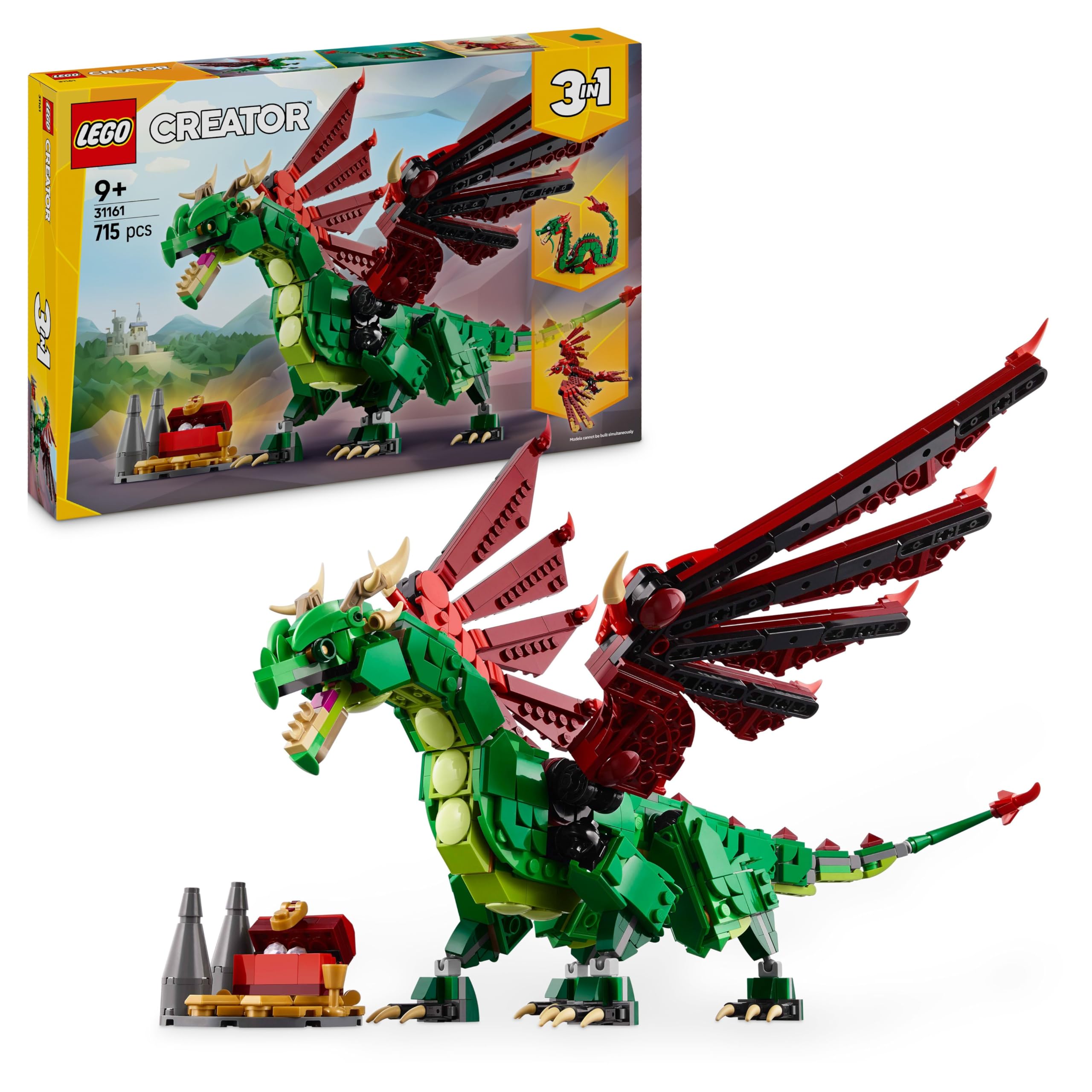 LEGO Creator 3in1 Medieval Dragon Toy (Model 31161) | Rebuilds to Sea Serpent or Phoenix | Ages 9+ 1