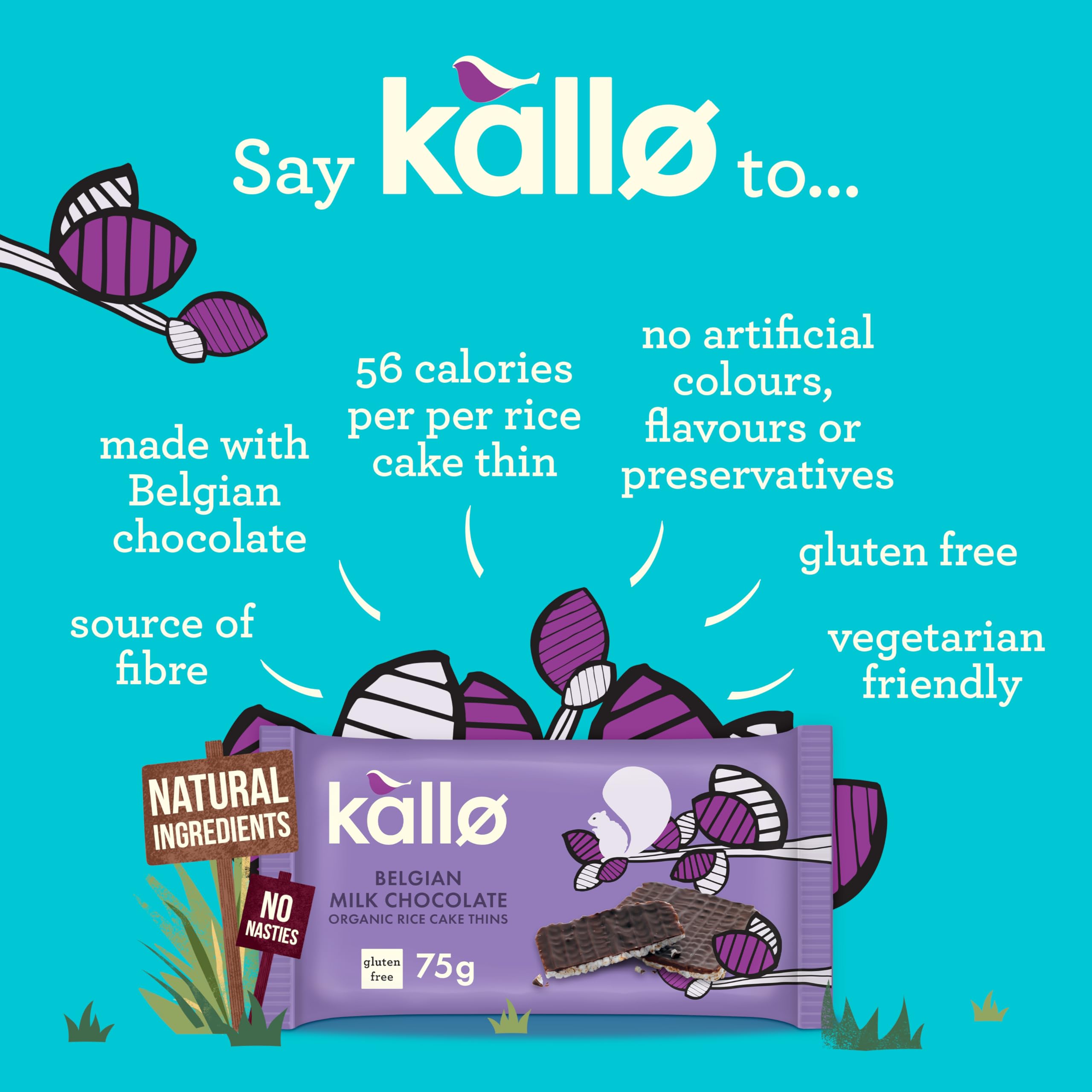 Kallo Organic Belgian Milk Chocolate Thins - Gluten Free Rice Cake | 75 g