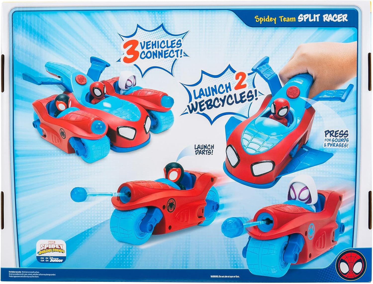 Spidey & His Amazing Friends Team Split Racer - 8.5-Inch Transforming Vehicle with Sound Effects & Web Darts 2