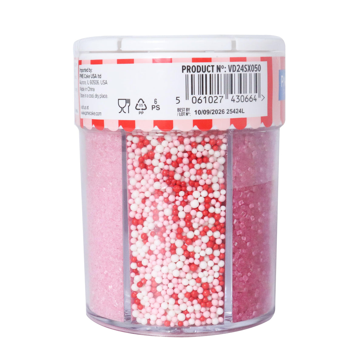 PME 6-in-1 Valentine's Sprinkles - 196g, Red & Pink