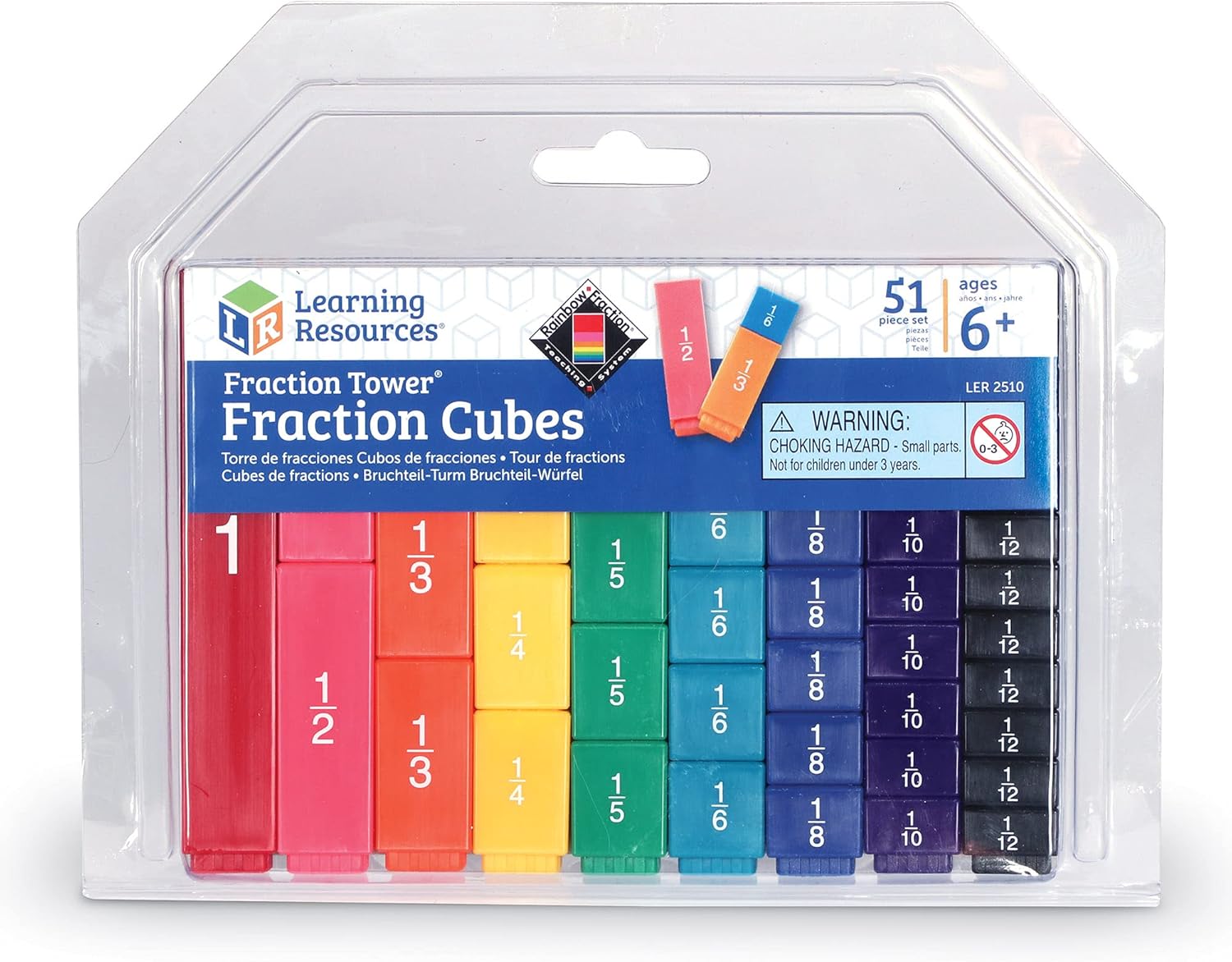 Learning Resources Fraction Tower Cubes - Educational Interlocking Math Manipulatives for Ages 6-10 1