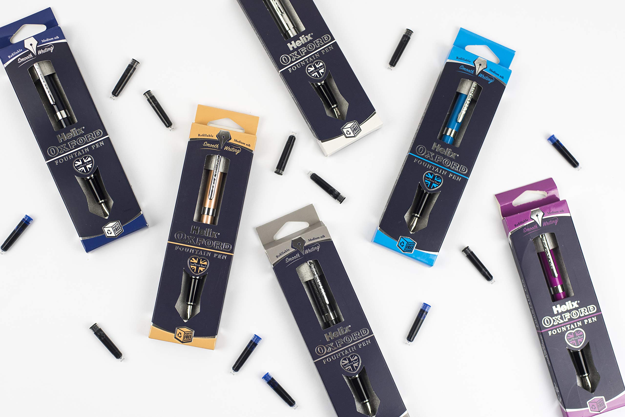 Helix Oxford Premium Fountain Pen - Stainless Steel Barrel | Flexible Iridium Nib | Blue Ink 6