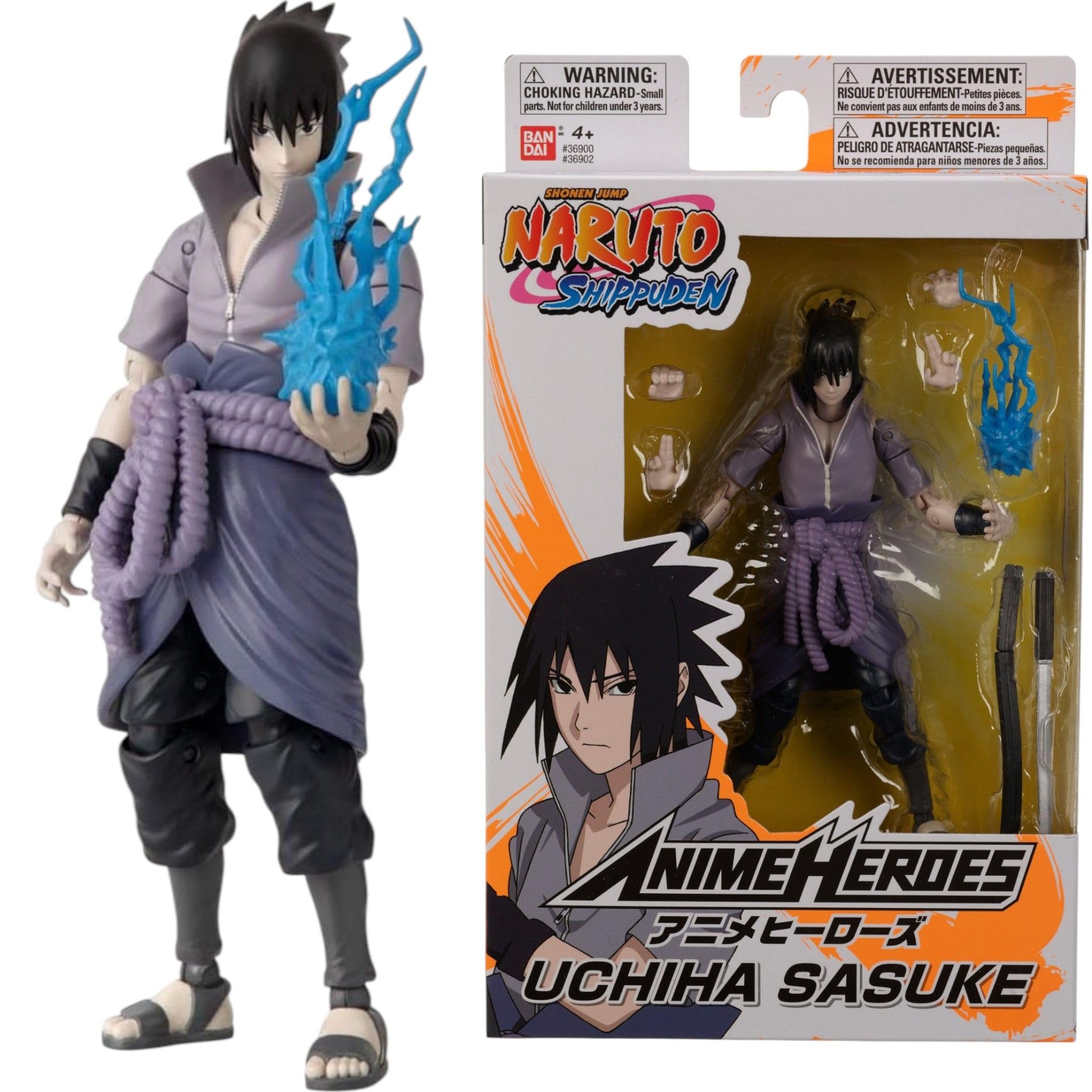 BANDAI Naruto Anime Heroes Sasuke Uchiha Action Figure - 17cm, 17 Points of Articulation 1